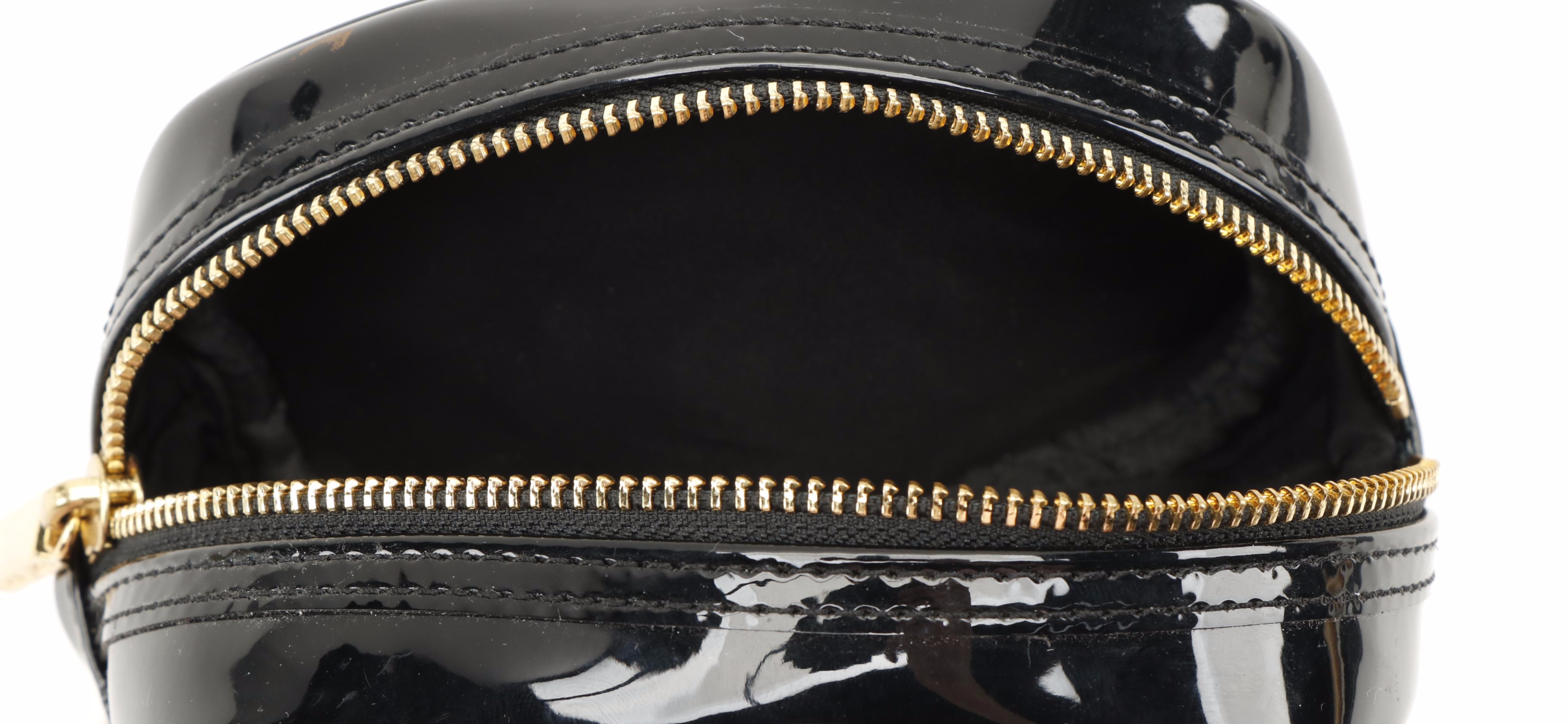 Tory Burch Black Patent Logo Cosmetic Zip Pouch