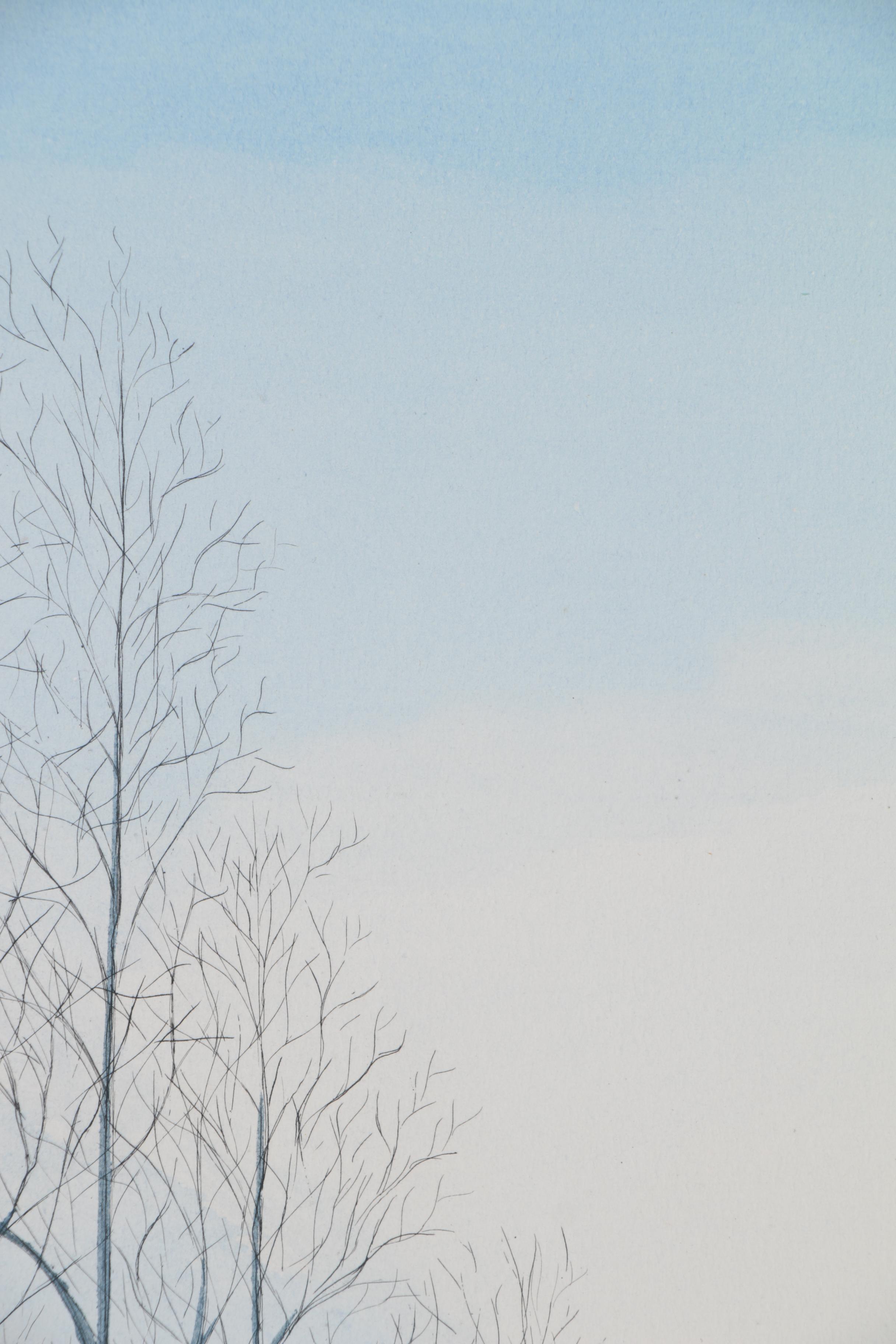 Borris Saillart Hand-Colored Etching "Au Bout de la Clôture," 1975