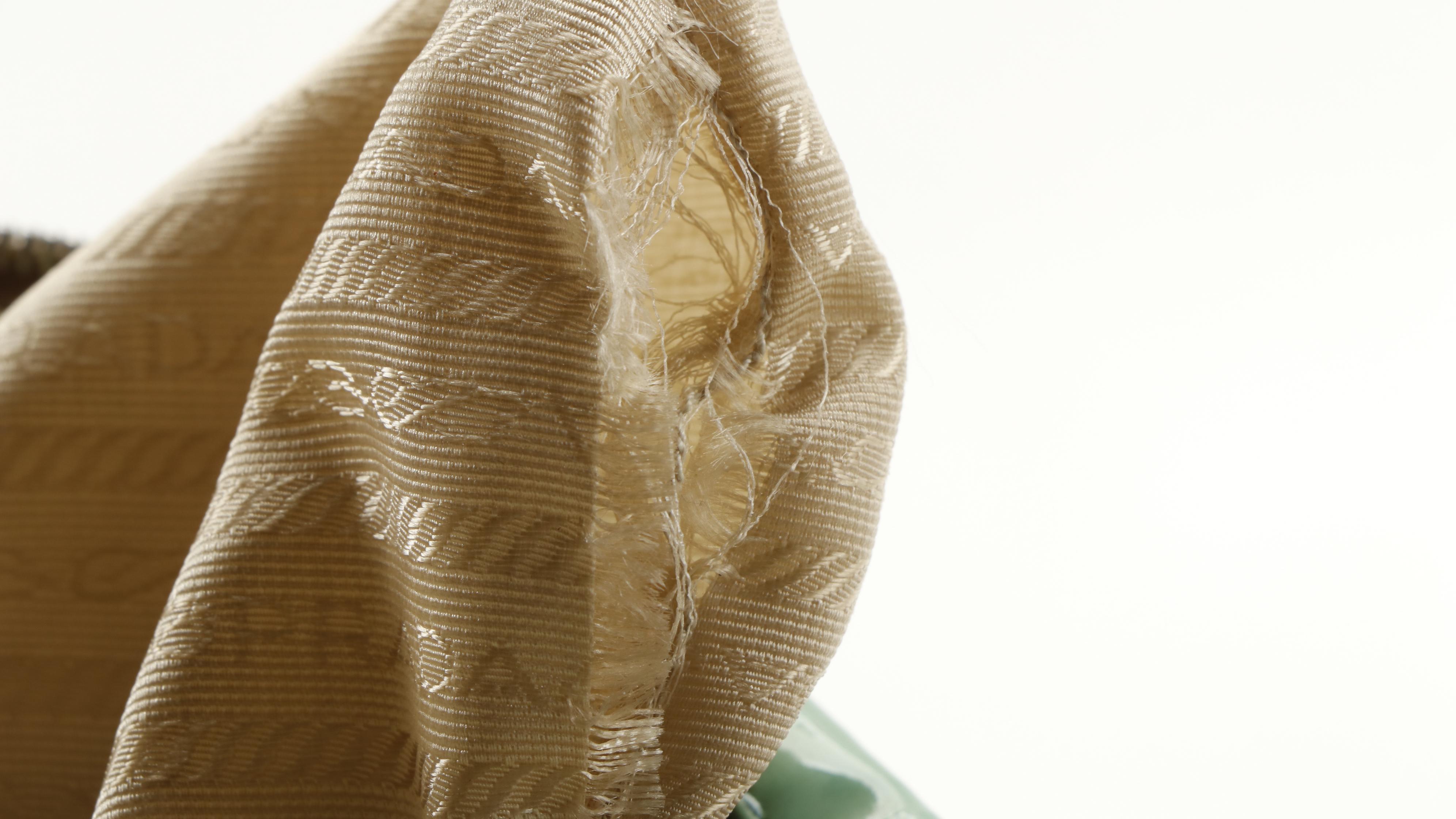 Prada Bowler Bag in Tan Leather and Green Patent Leather Trim