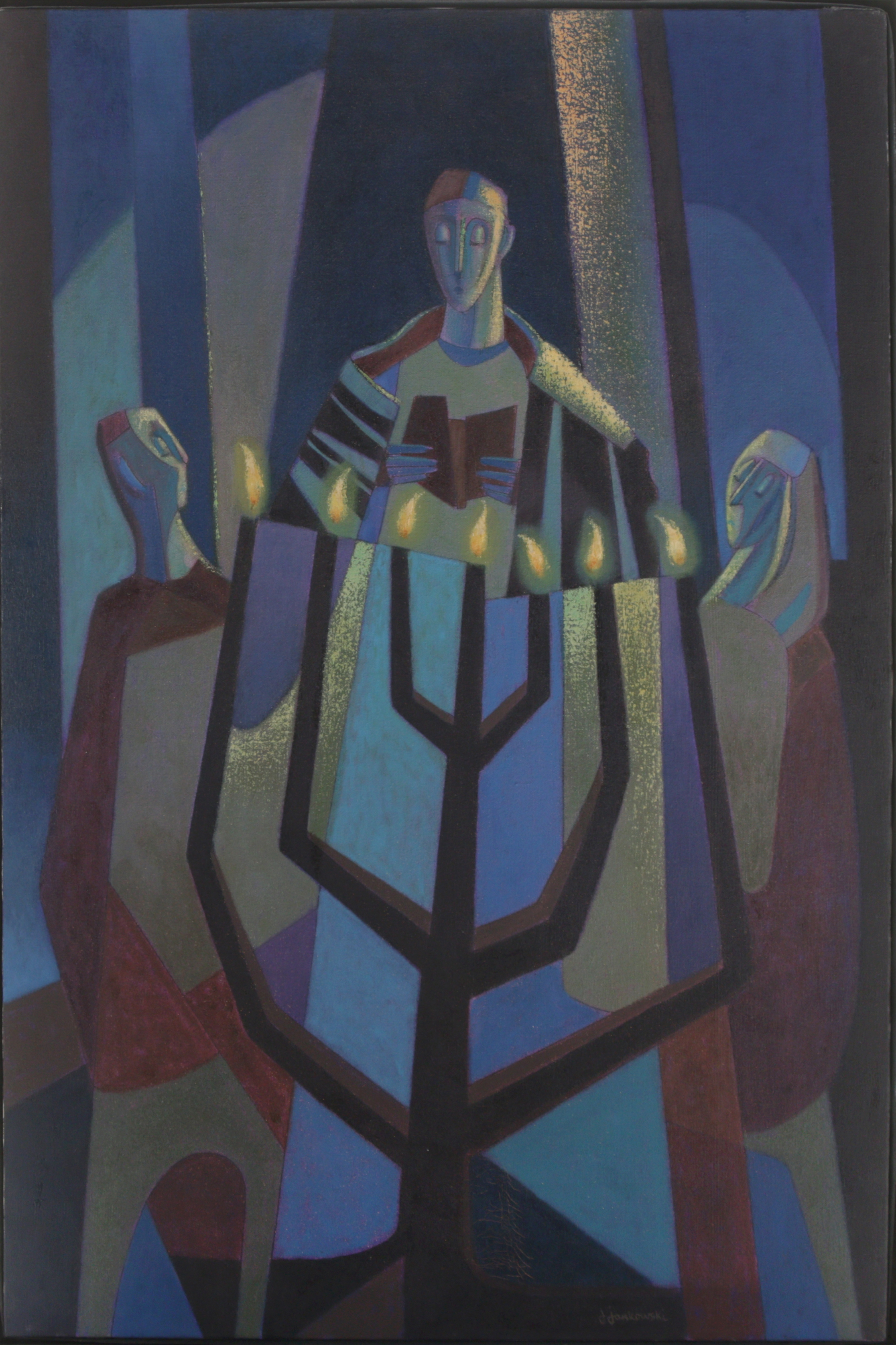 Joseph Jankowski Oil Painting "Menorah," 1971
