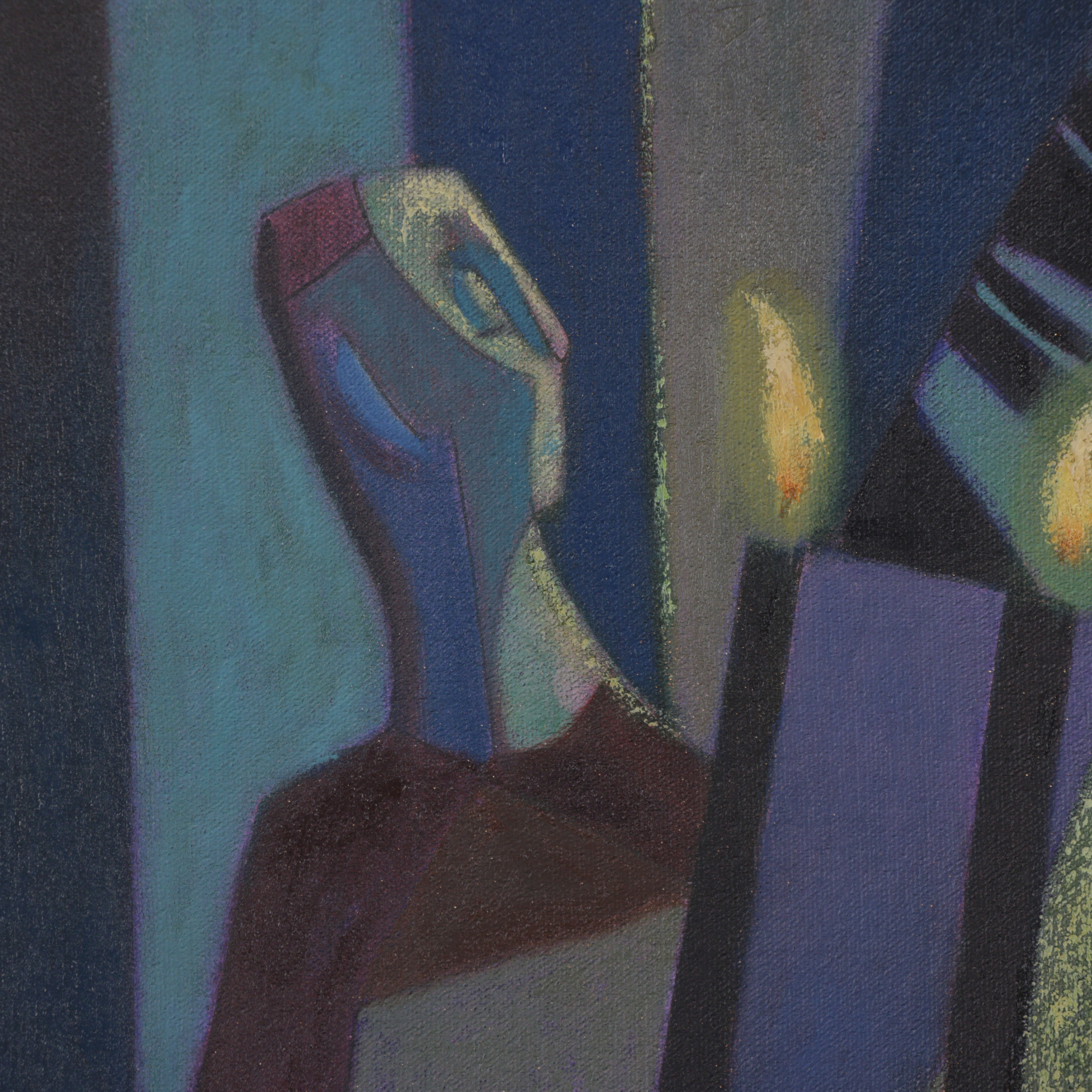 Joseph Jankowski Oil Painting "Menorah," 1971