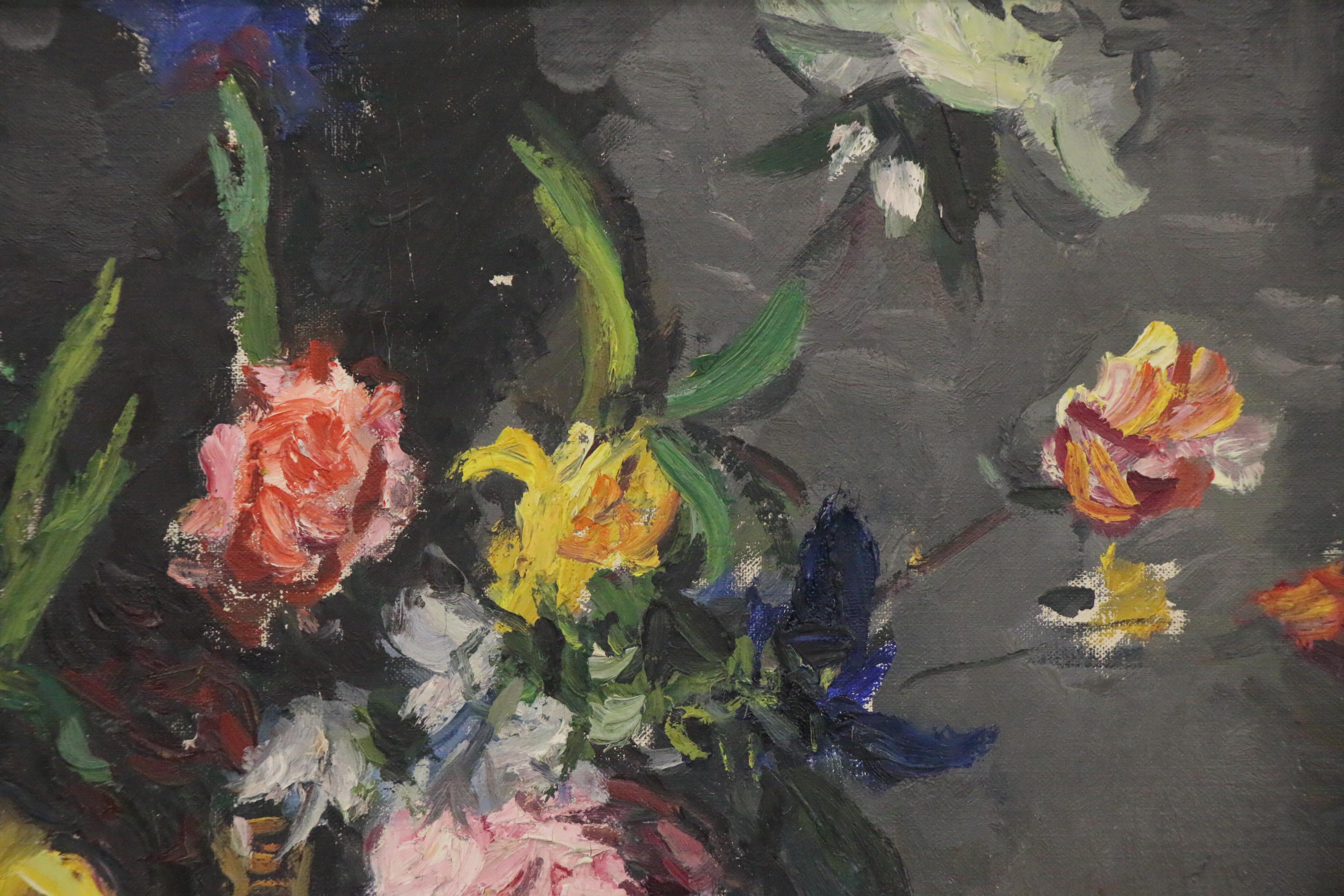 István Boldizsar Floral Still Life Oil Painting, 1962