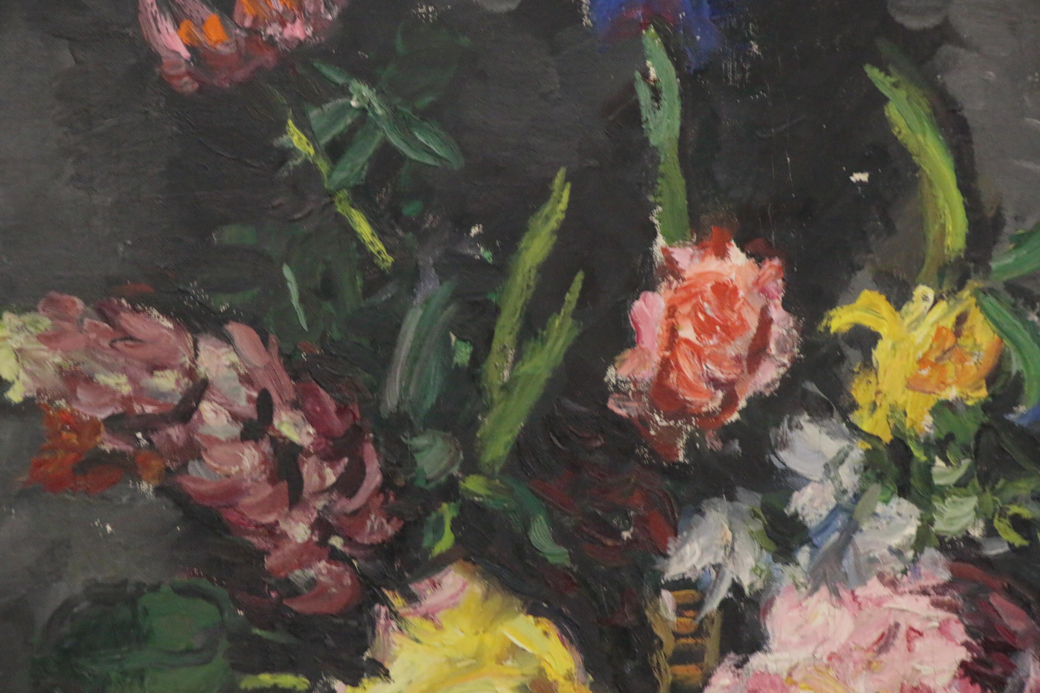 István Boldizsar Floral Still Life Oil Painting, 1962