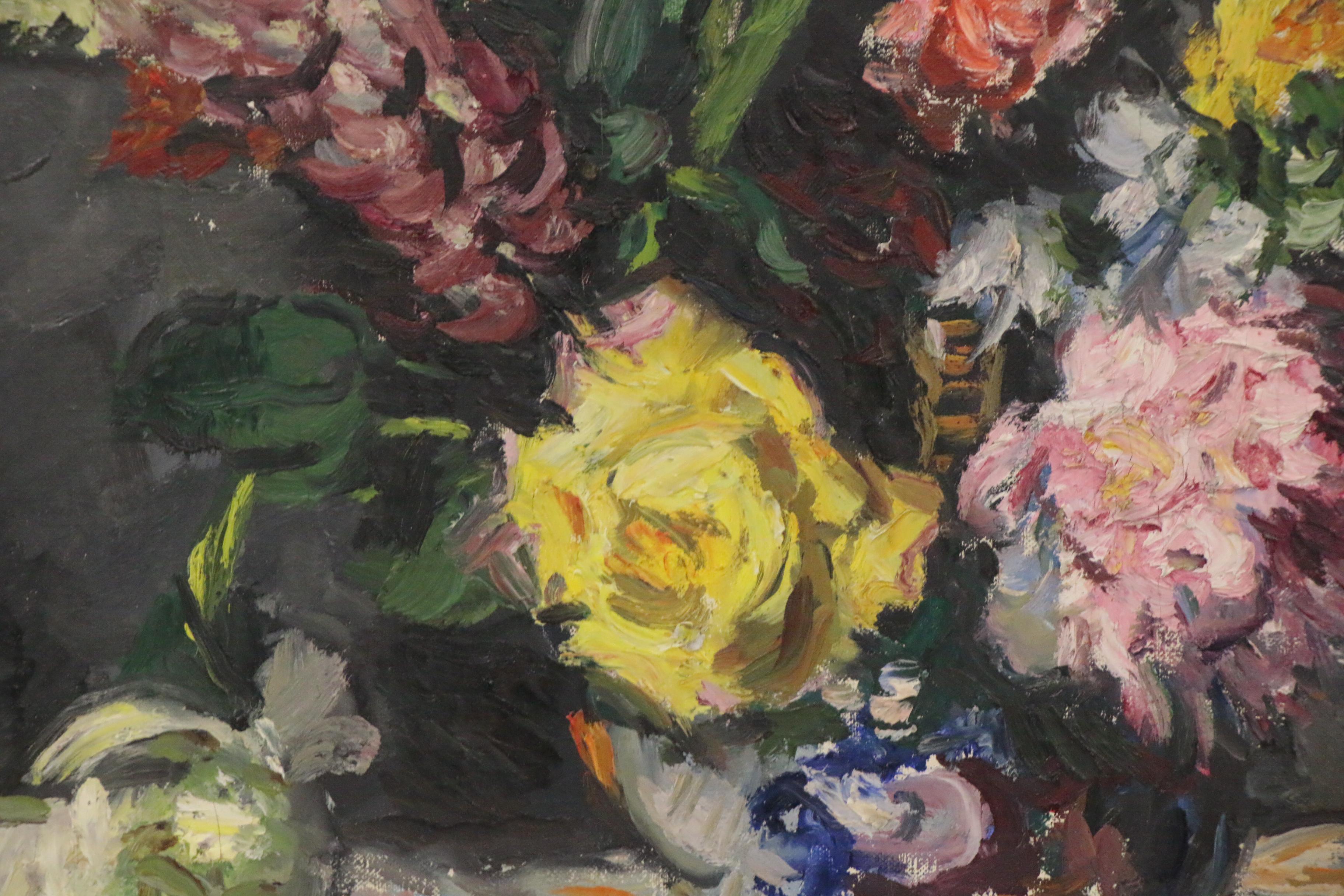 István Boldizsar Floral Still Life Oil Painting, 1962