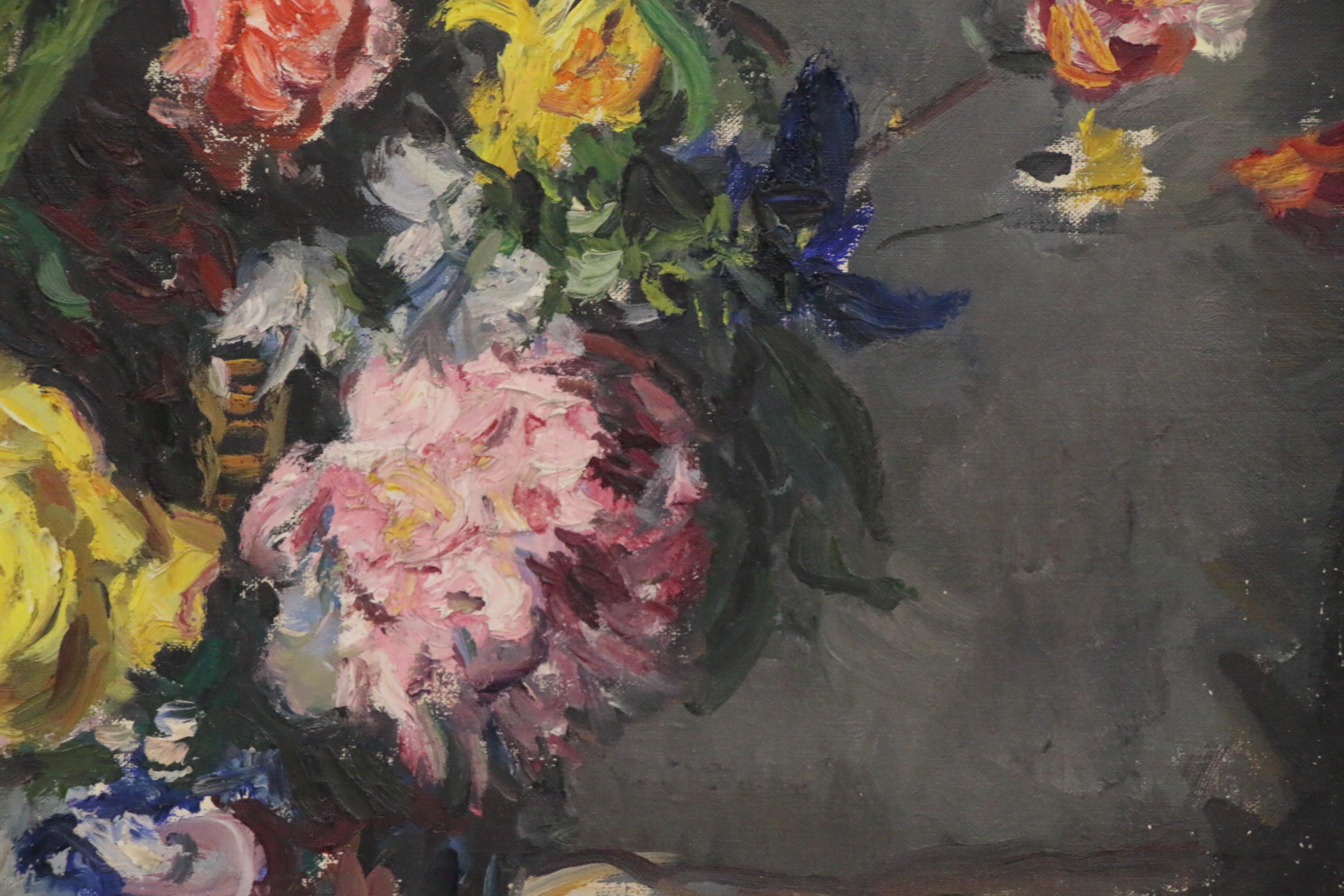 István Boldizsar Floral Still Life Oil Painting, 1962