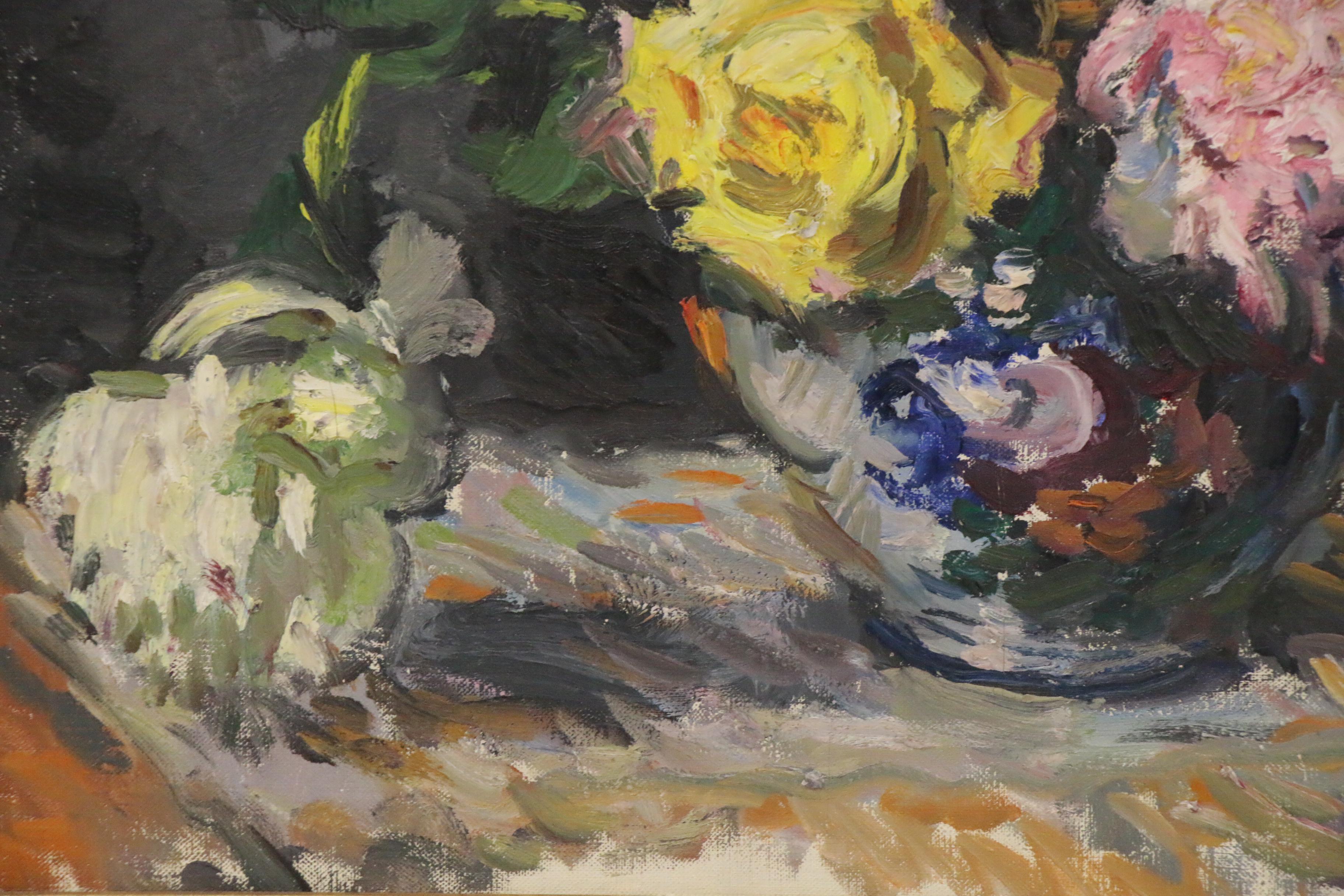 István Boldizsar Floral Still Life Oil Painting, 1962