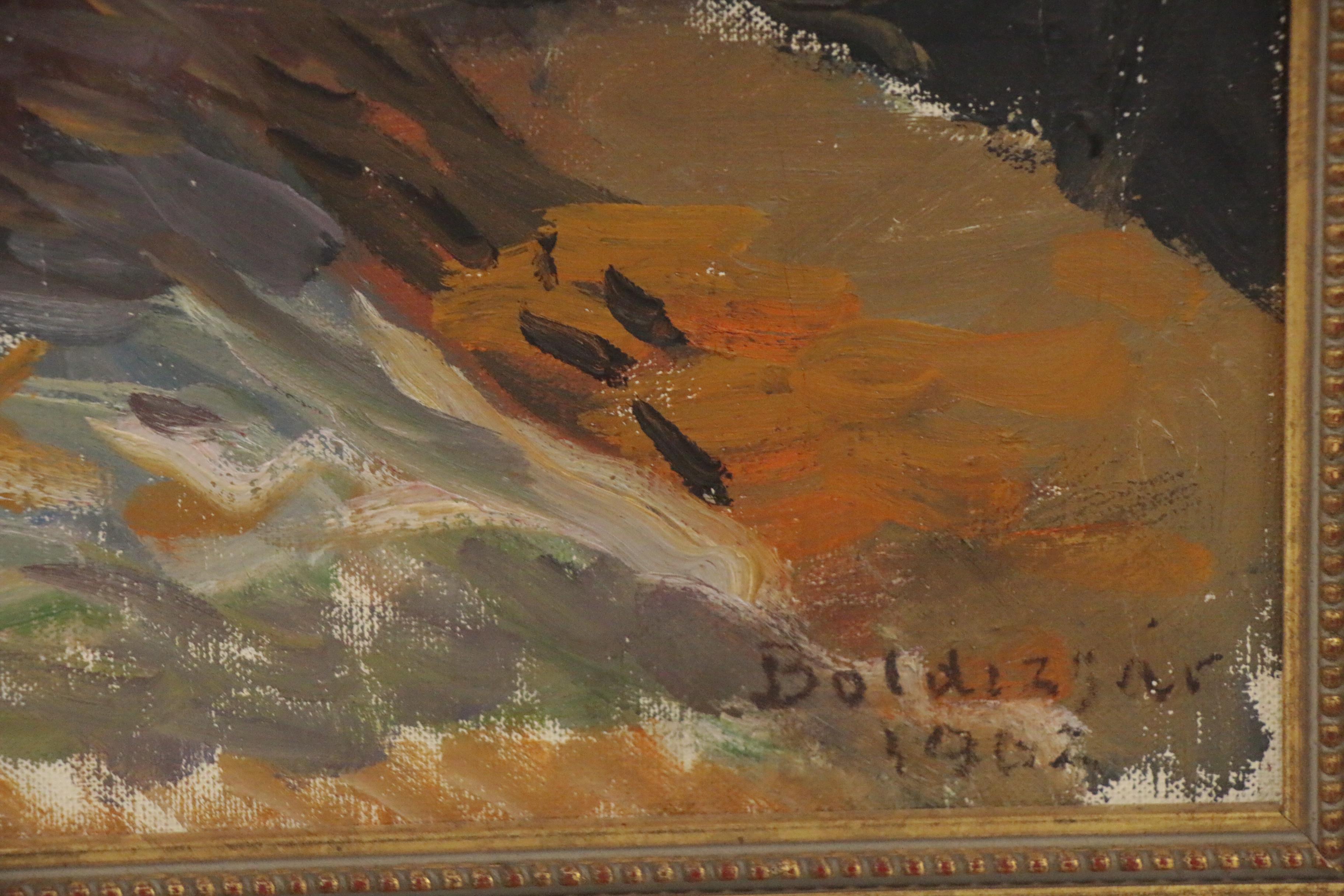 István Boldizsar Floral Still Life Oil Painting, 1962