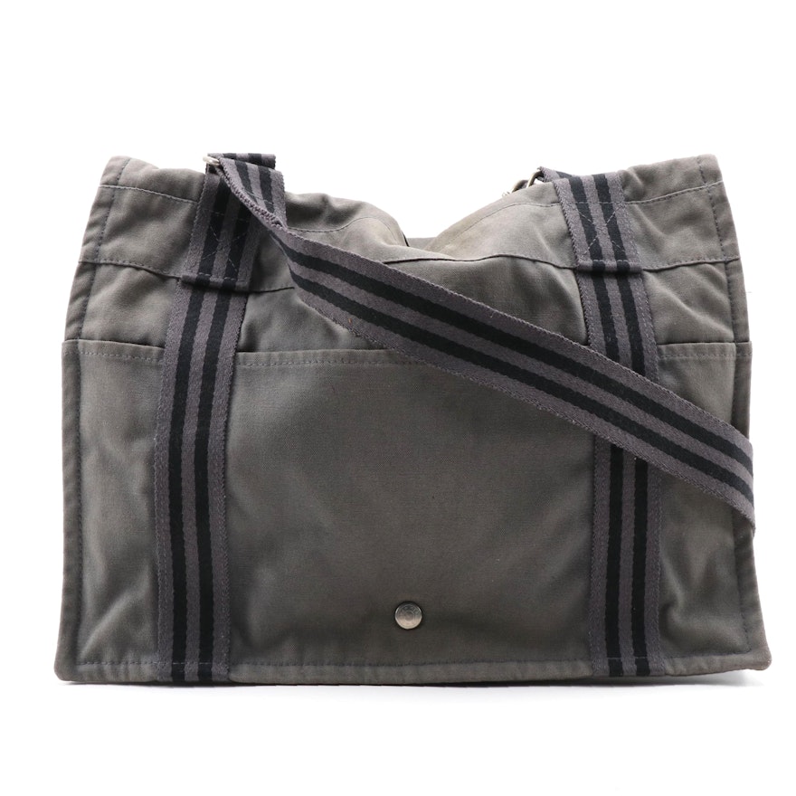 Hermès Fourre Tout Besace Messenger Bag in Gray Cotton Canvas