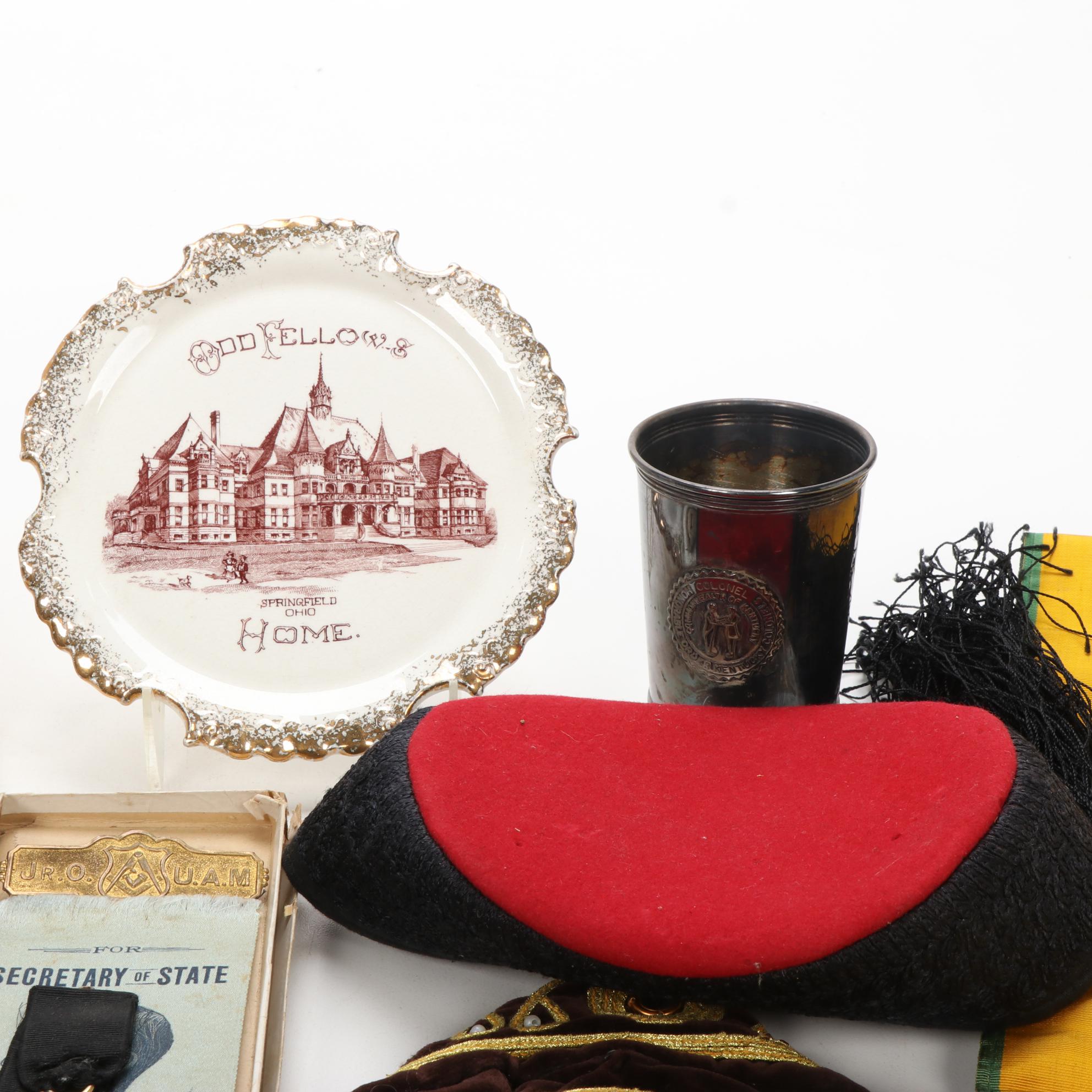 Fraternal Memorabilia, Masonic, Odd Fellows, Kiwanis, and More, Early/Mid 20th C