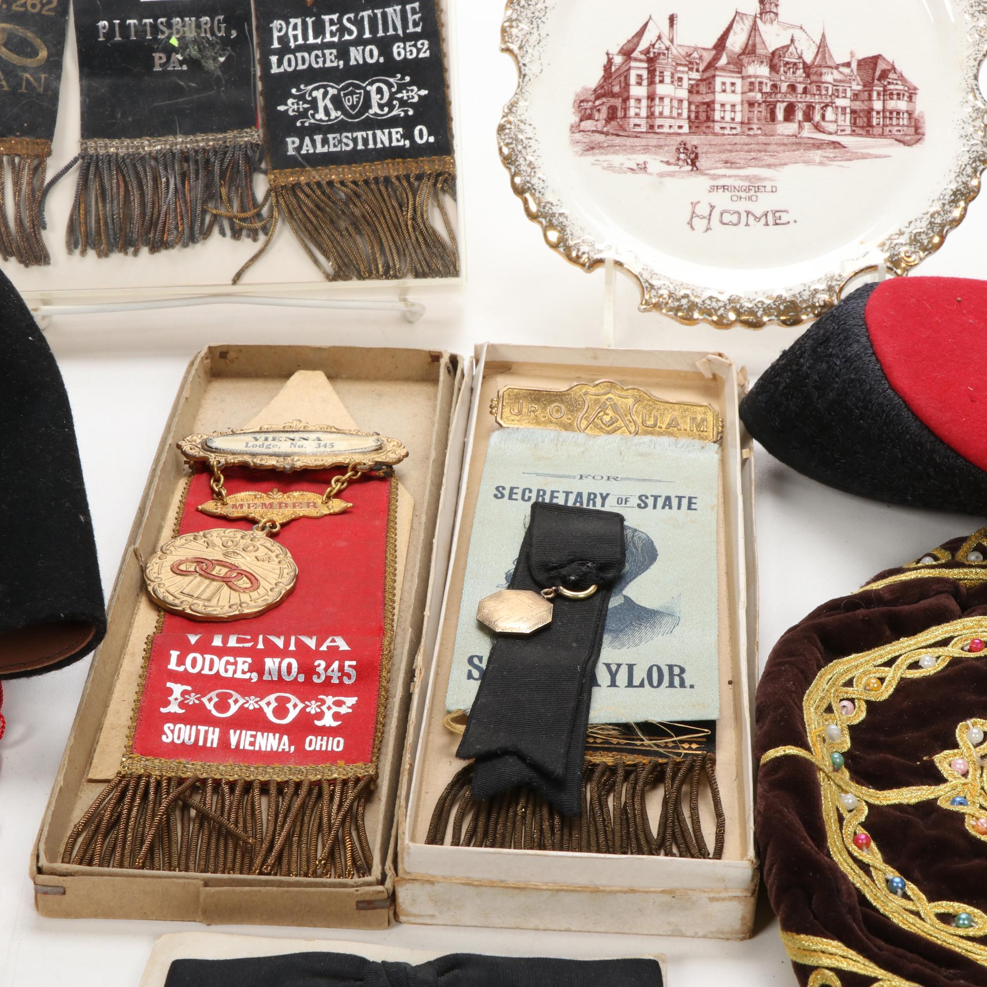Fraternal Memorabilia, Masonic, Odd Fellows, Kiwanis, and More, Early/Mid 20th C