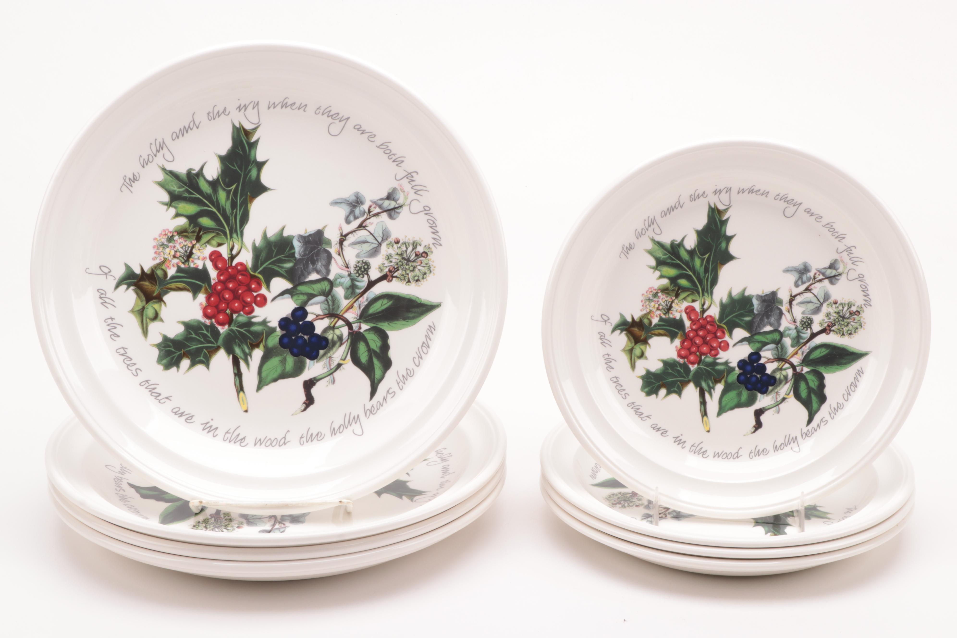 Portmeirion Holiday Motif Ceramic Dinnerware Including "The Holly and The Ivy"