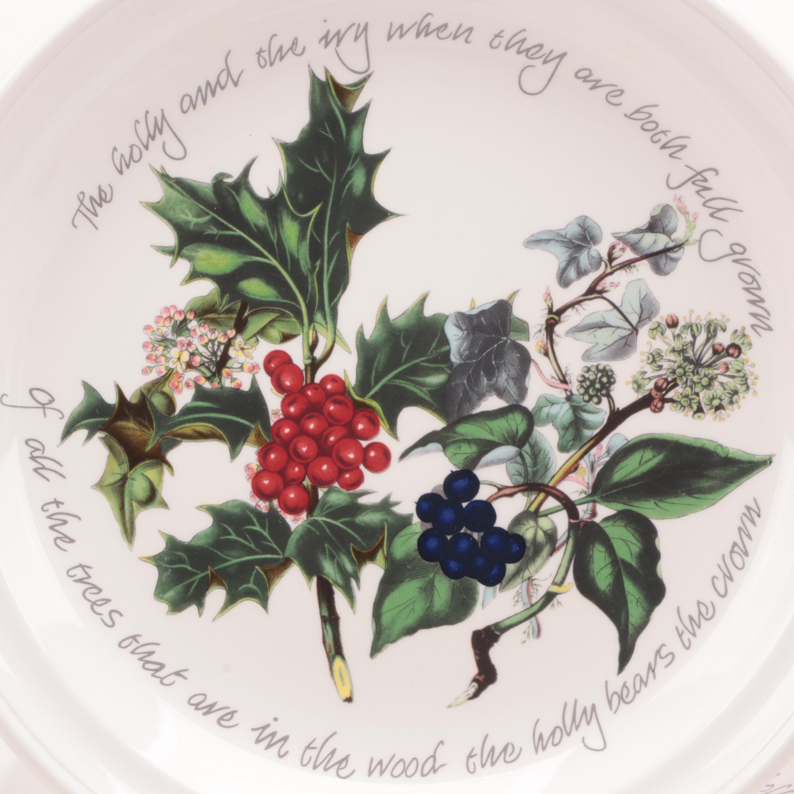 Portmeirion Holiday Motif Ceramic Dinnerware Including "The Holly and The Ivy"