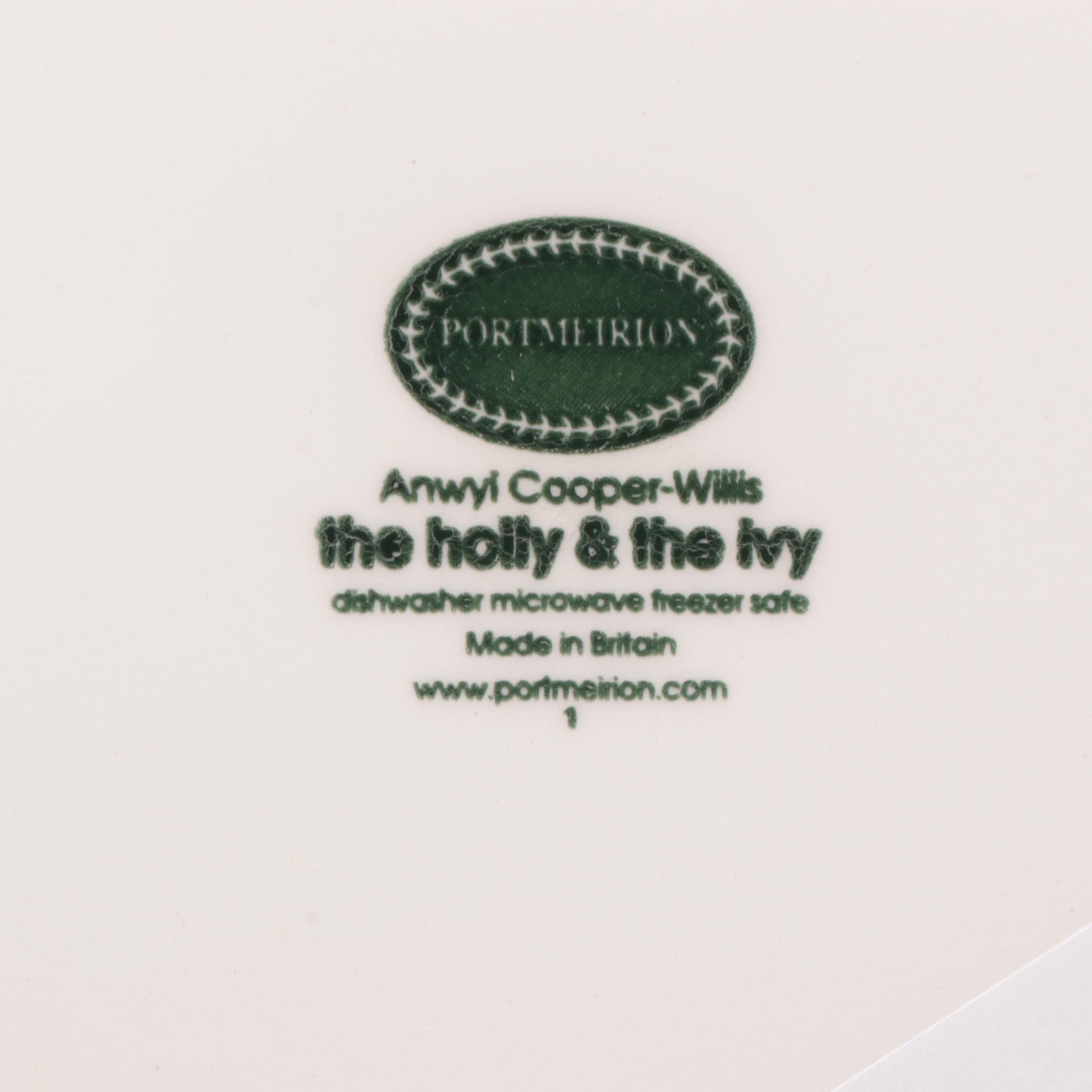 Portmeirion Holiday Motif Ceramic Dinnerware Including "The Holly and The Ivy"