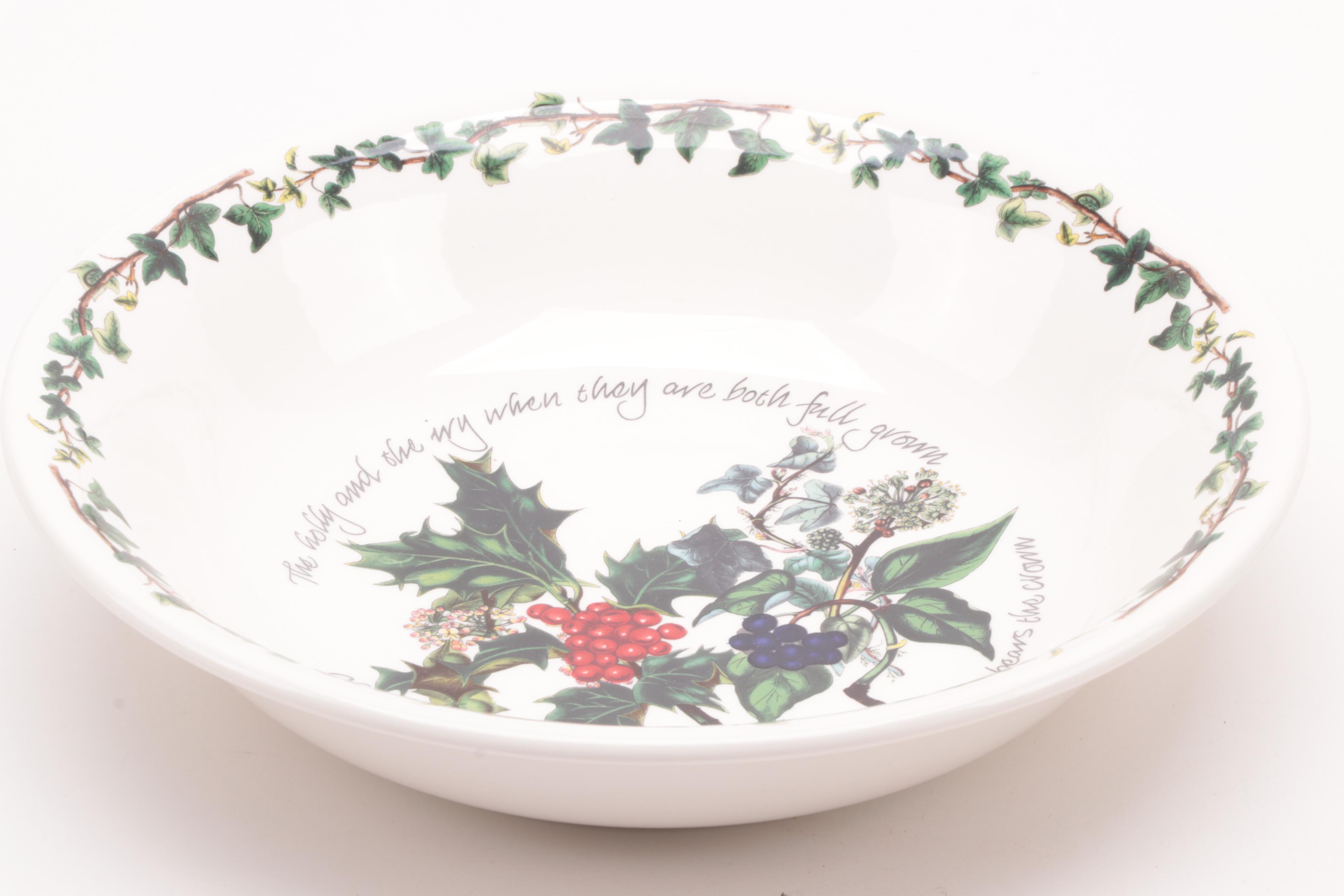 Portmeirion Holiday Motif Ceramic Dinnerware Including "The Holly and The Ivy"