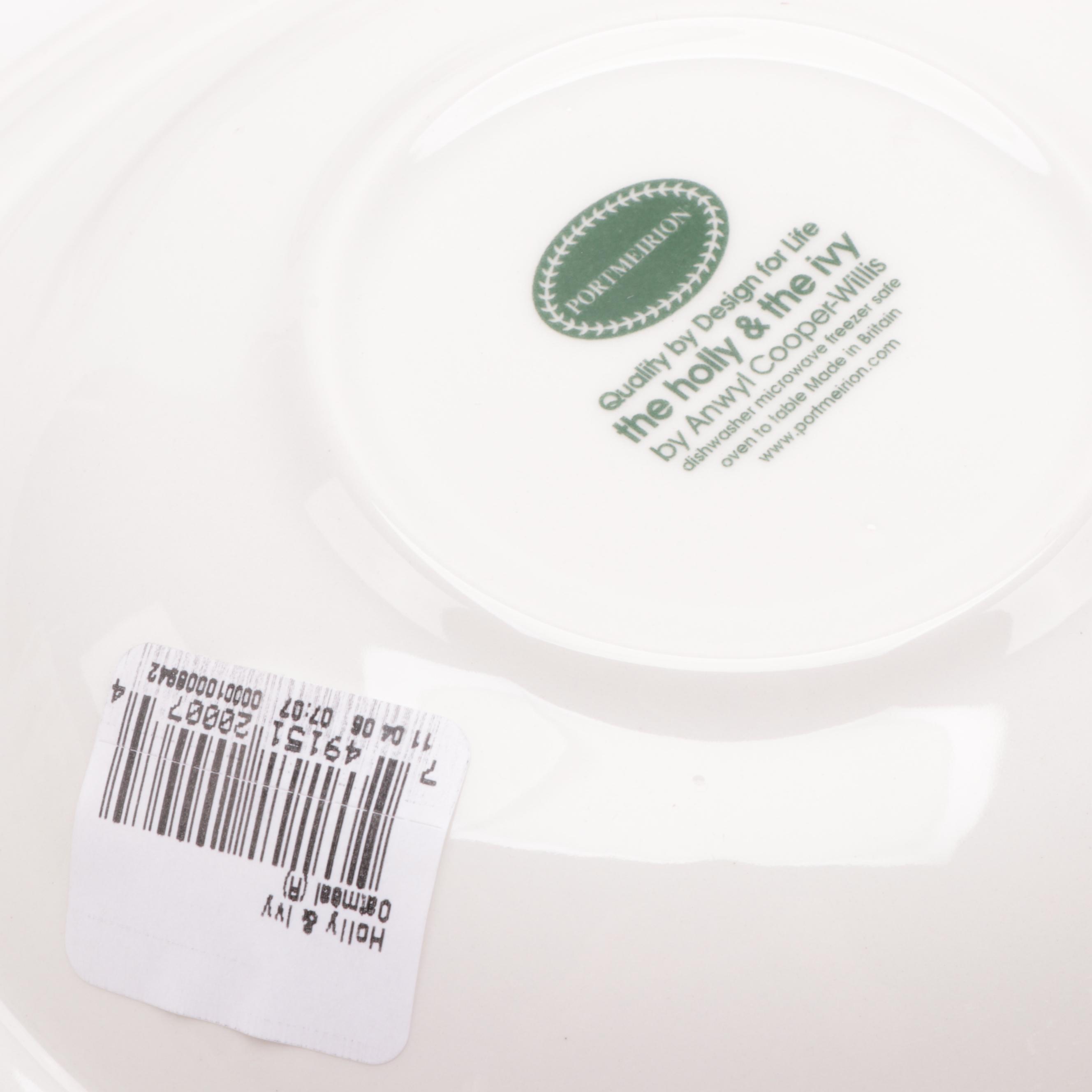 Portmeirion Holiday Motif Ceramic Dinnerware Including "The Holly and The Ivy"