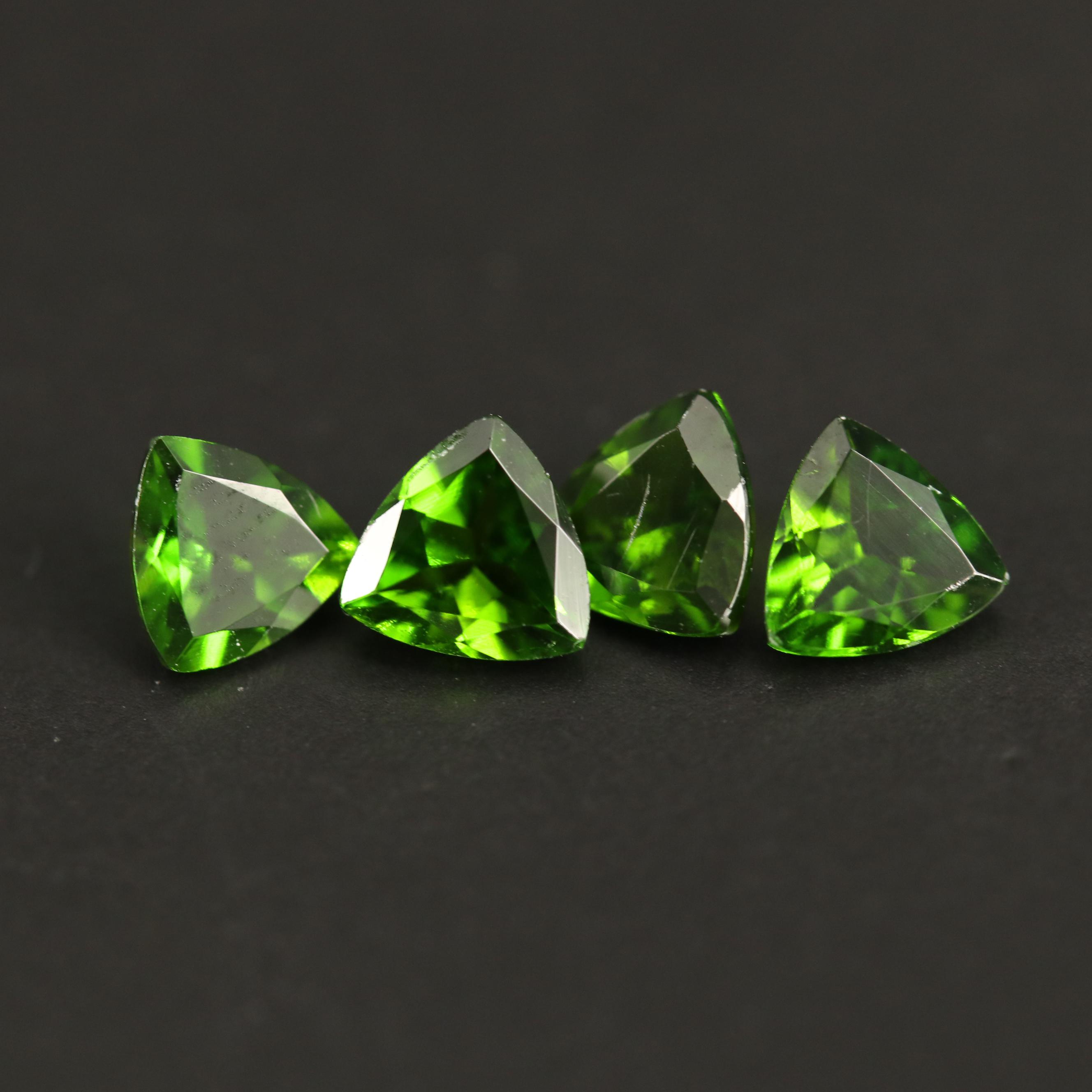 Loose 3.63 CTW Diopside Selection Featuring Oval and Triangle Shapes