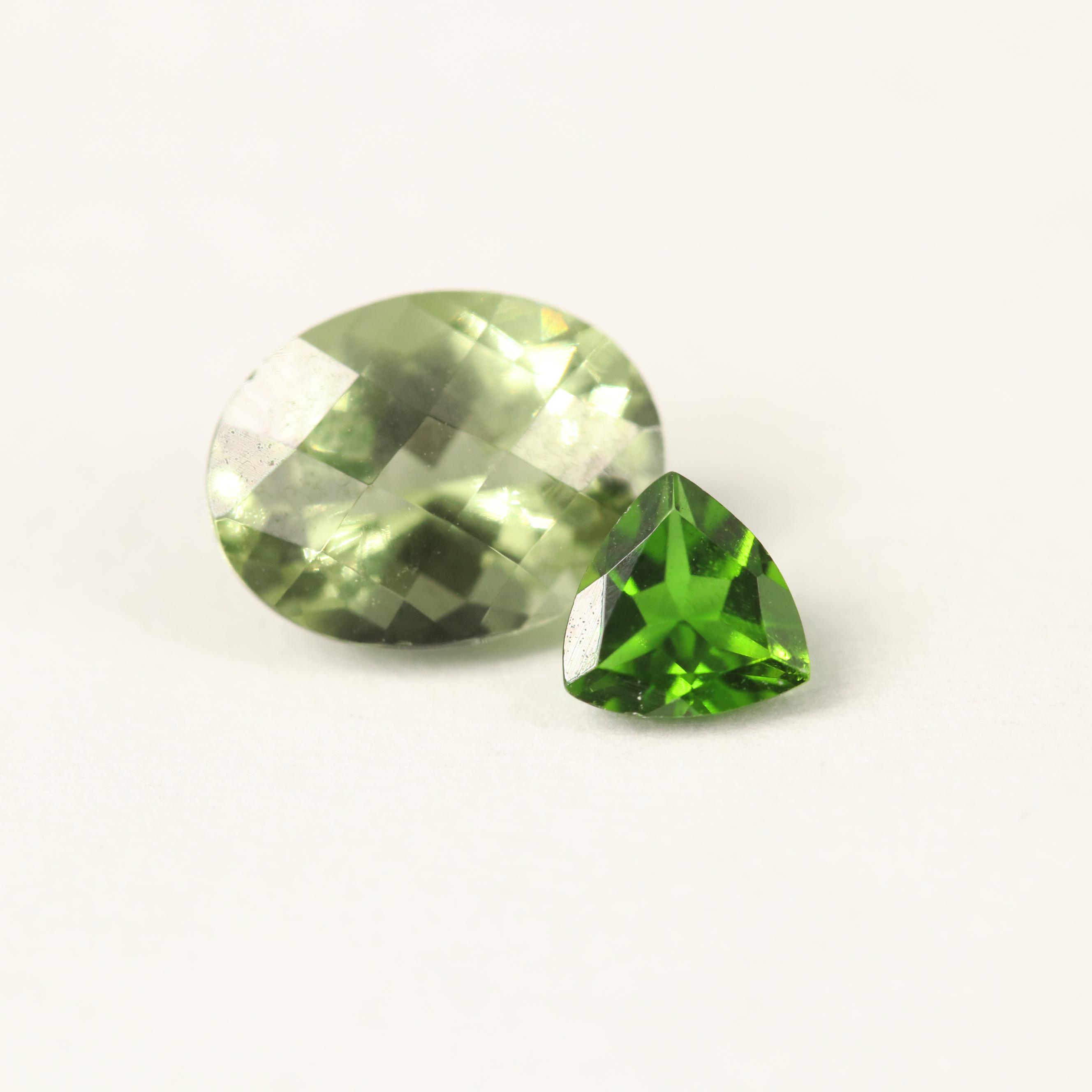 Loose 3.63 CTW Diopside Selection Featuring Oval and Triangle Shapes