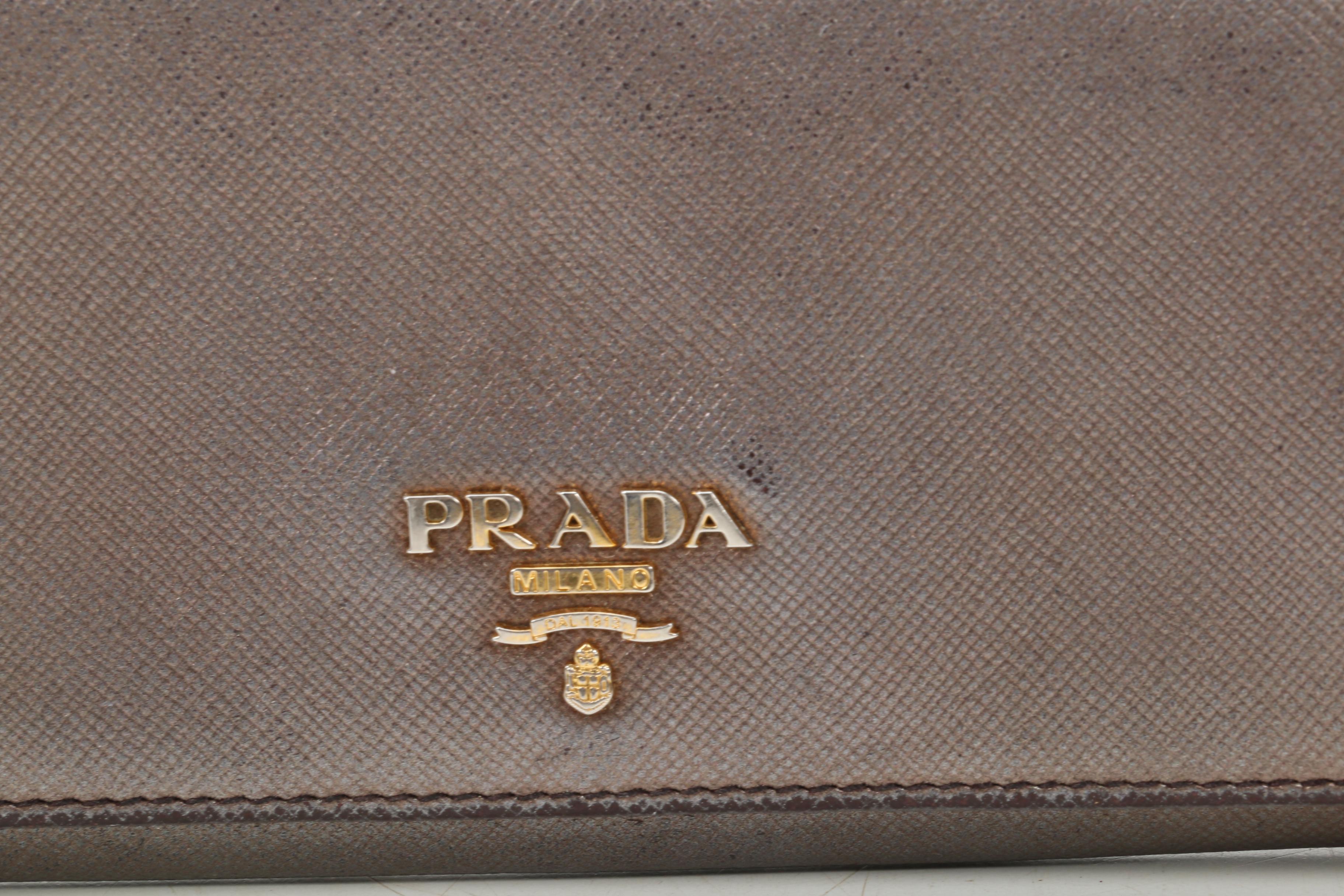 Prada Long Wallet in Metallic Saffiano Leather