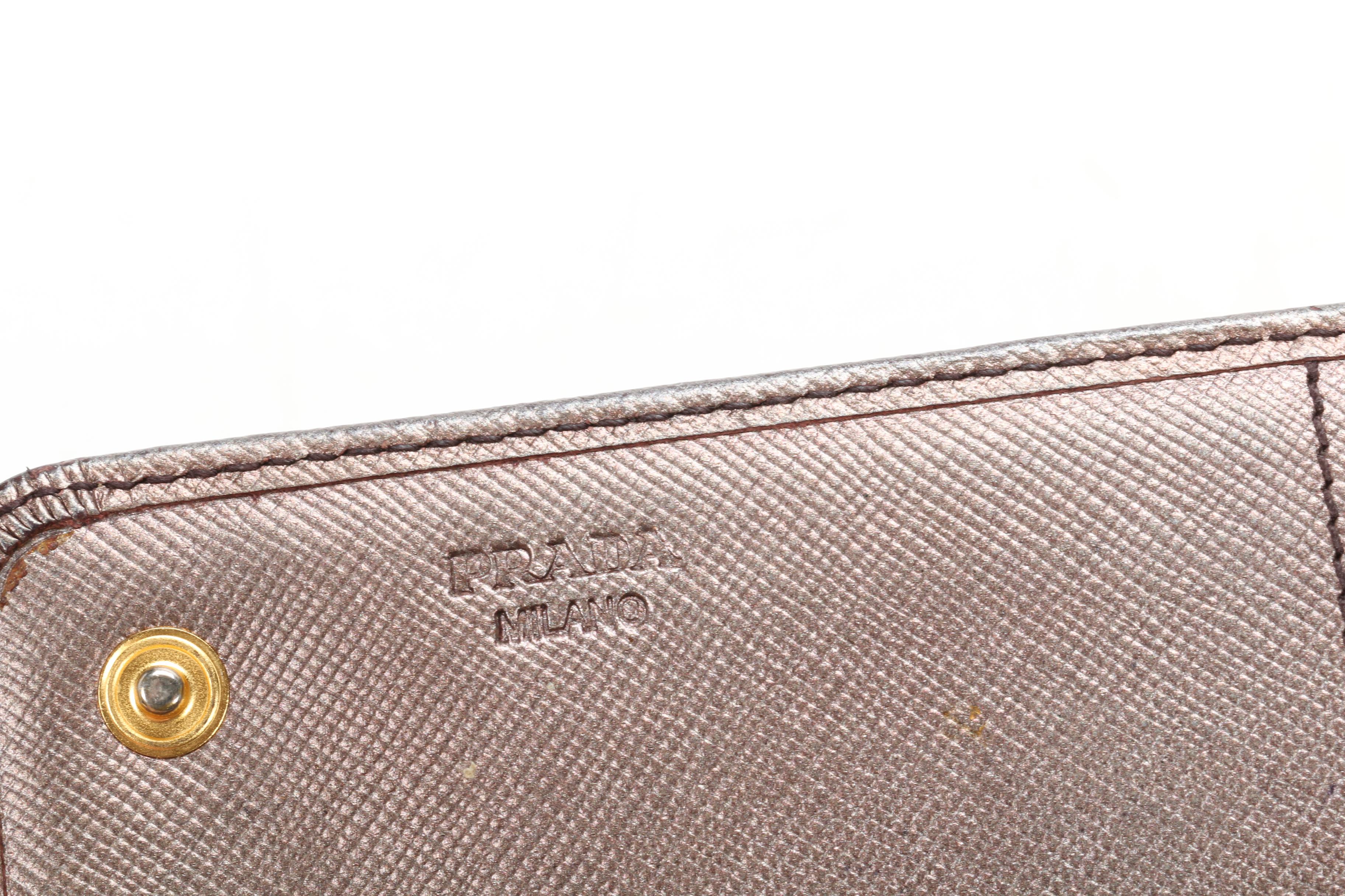 Prada Long Wallet in Metallic Saffiano Leather