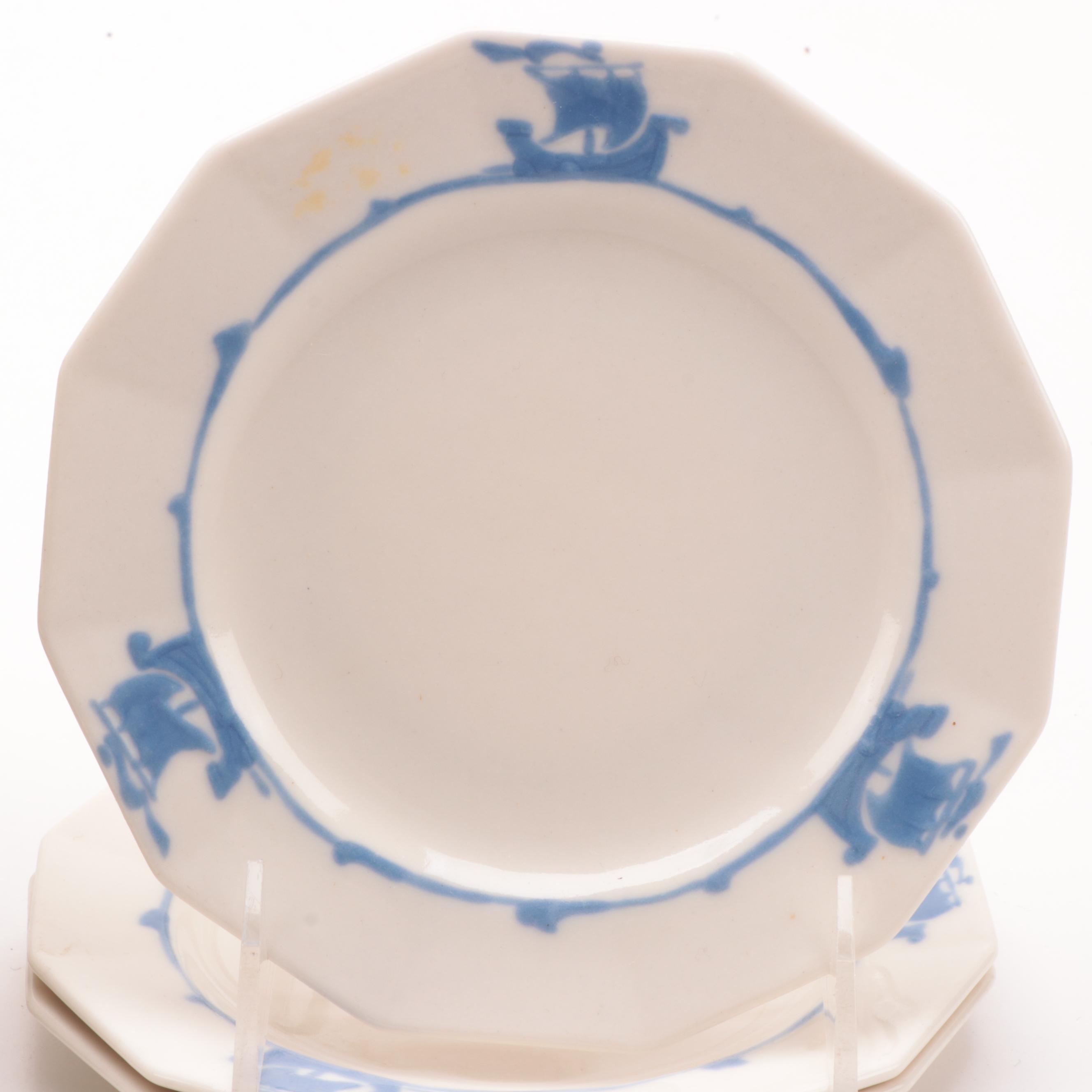 Rookwood Pottery "Blue Ship" Earthenware Dinnerware, Late 19th C.
