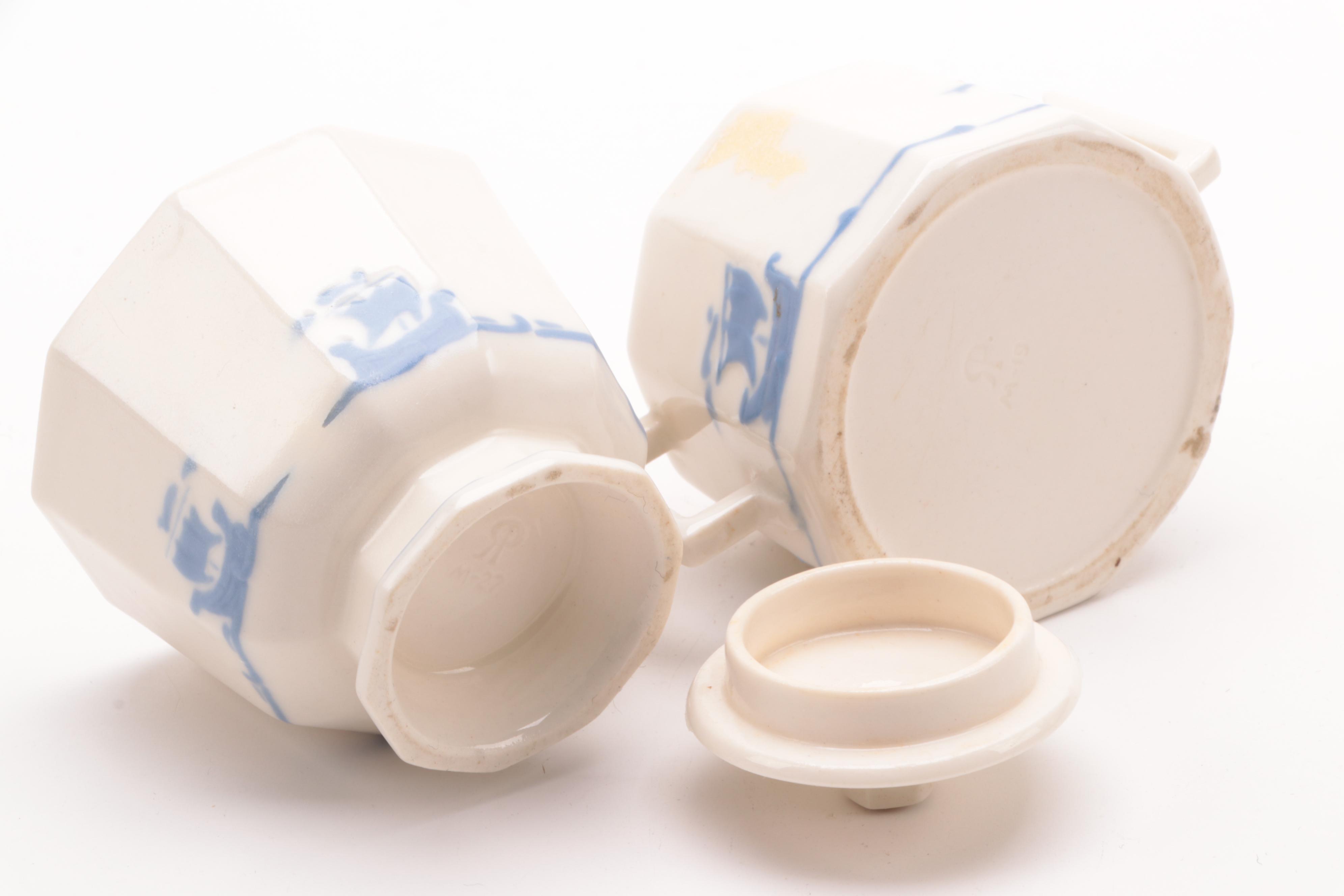 Rookwood Pottery "Blue Ship" Earthenware Dinnerware, Late 19th C.