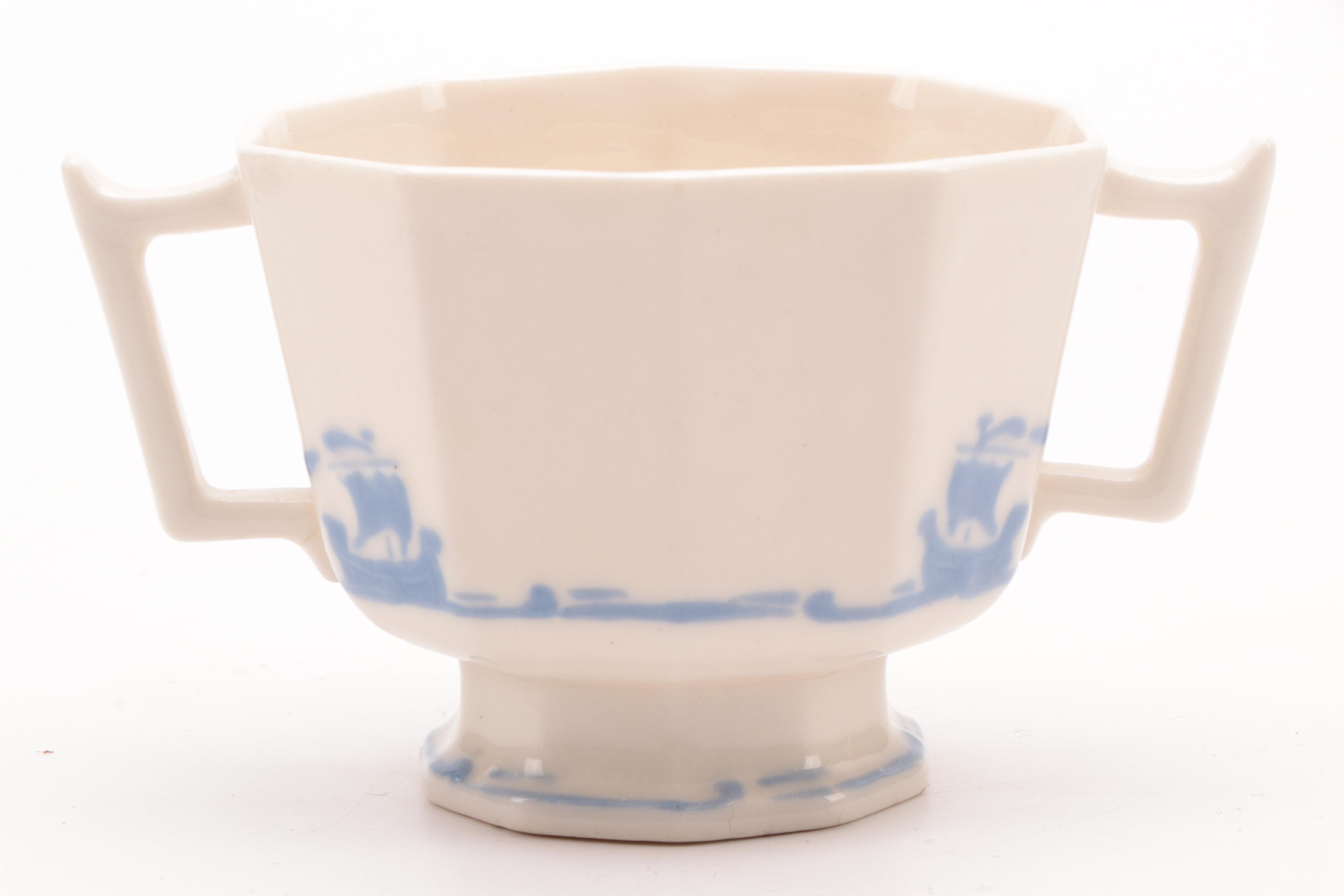 Rookwood Pottery "Blue Ship" Earthenware Dinnerware, Late 19th C.