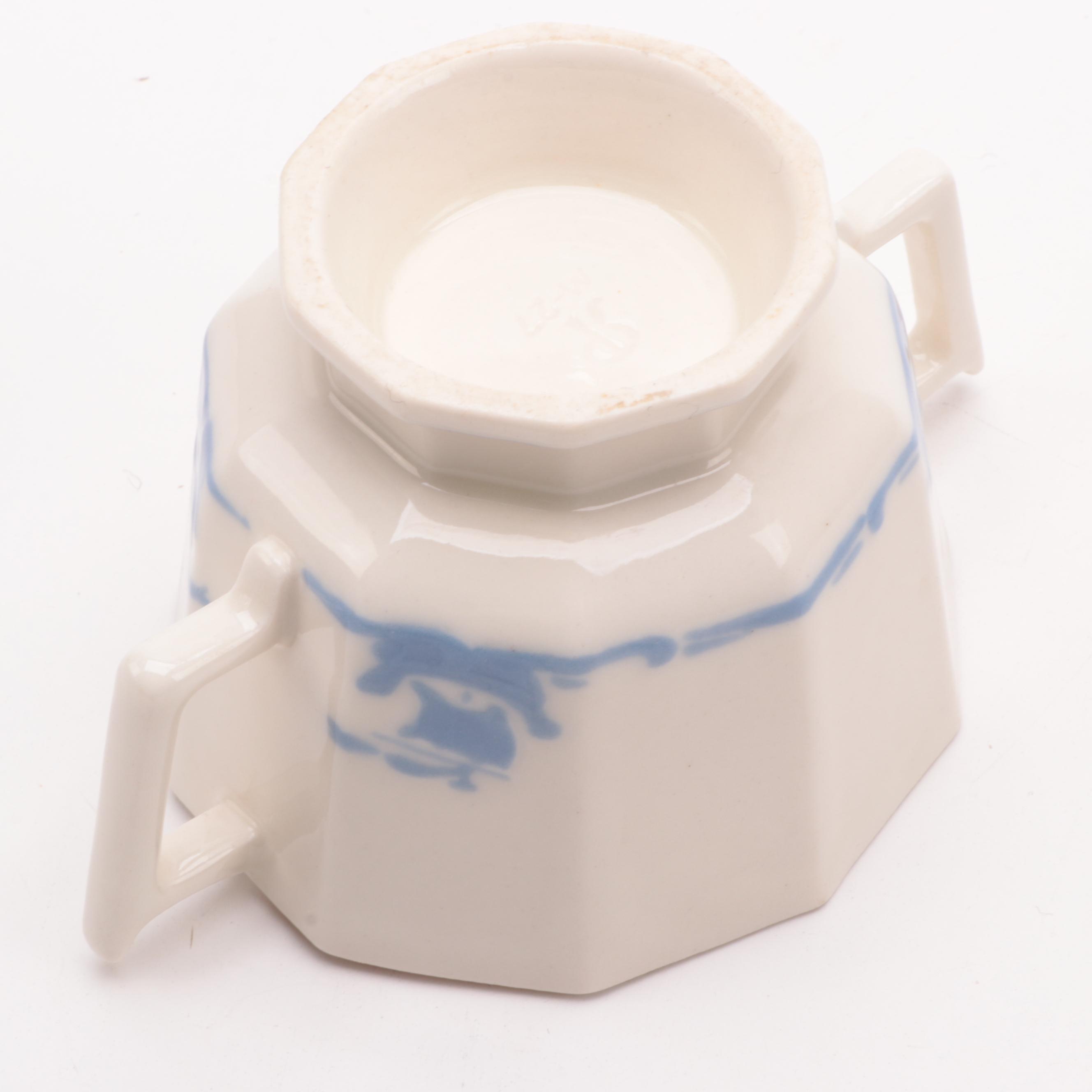 Rookwood Pottery "Blue Ship" Earthenware Dinnerware, Late 19th C.