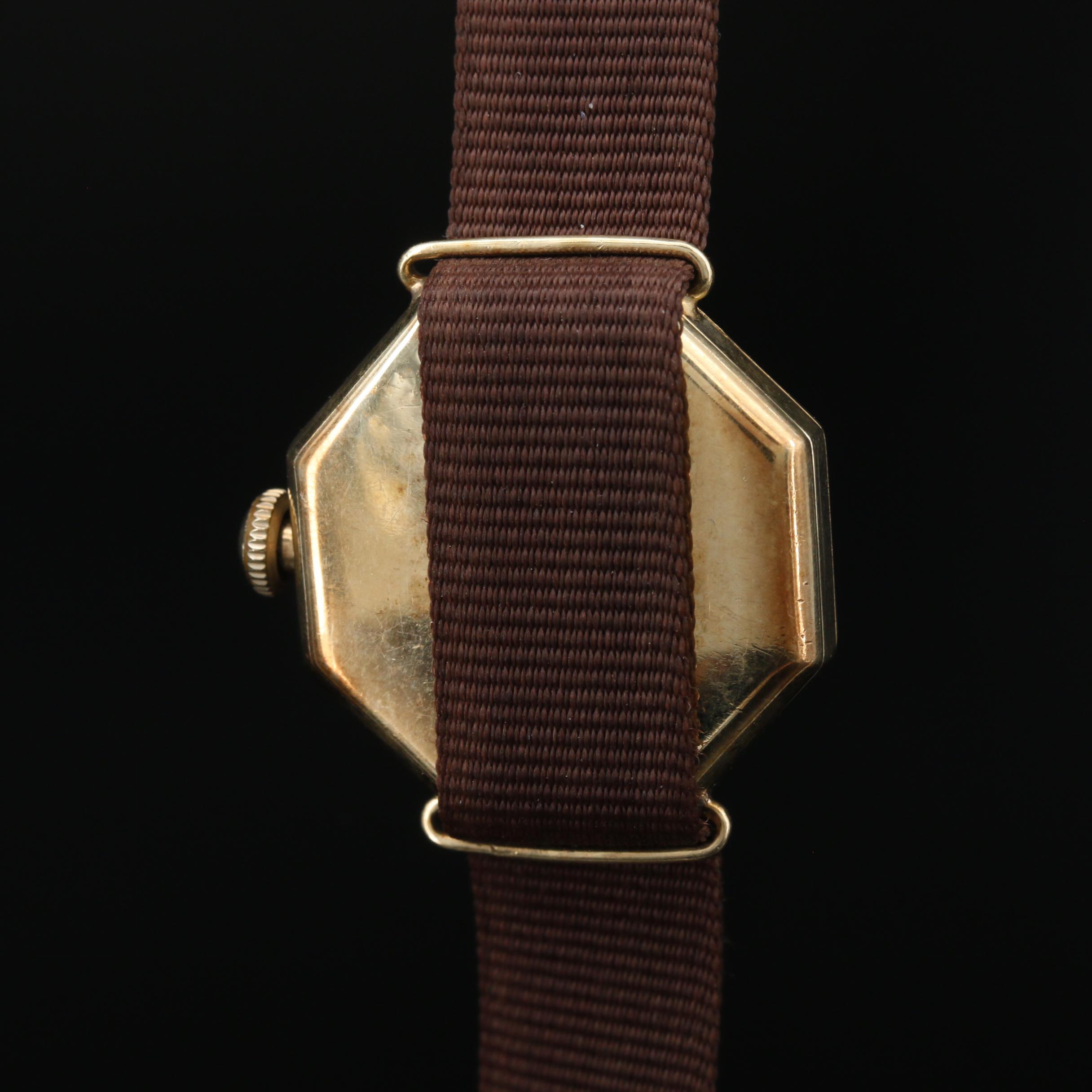 1918 Waltham 14K Yellow Gold Octagonal Watch