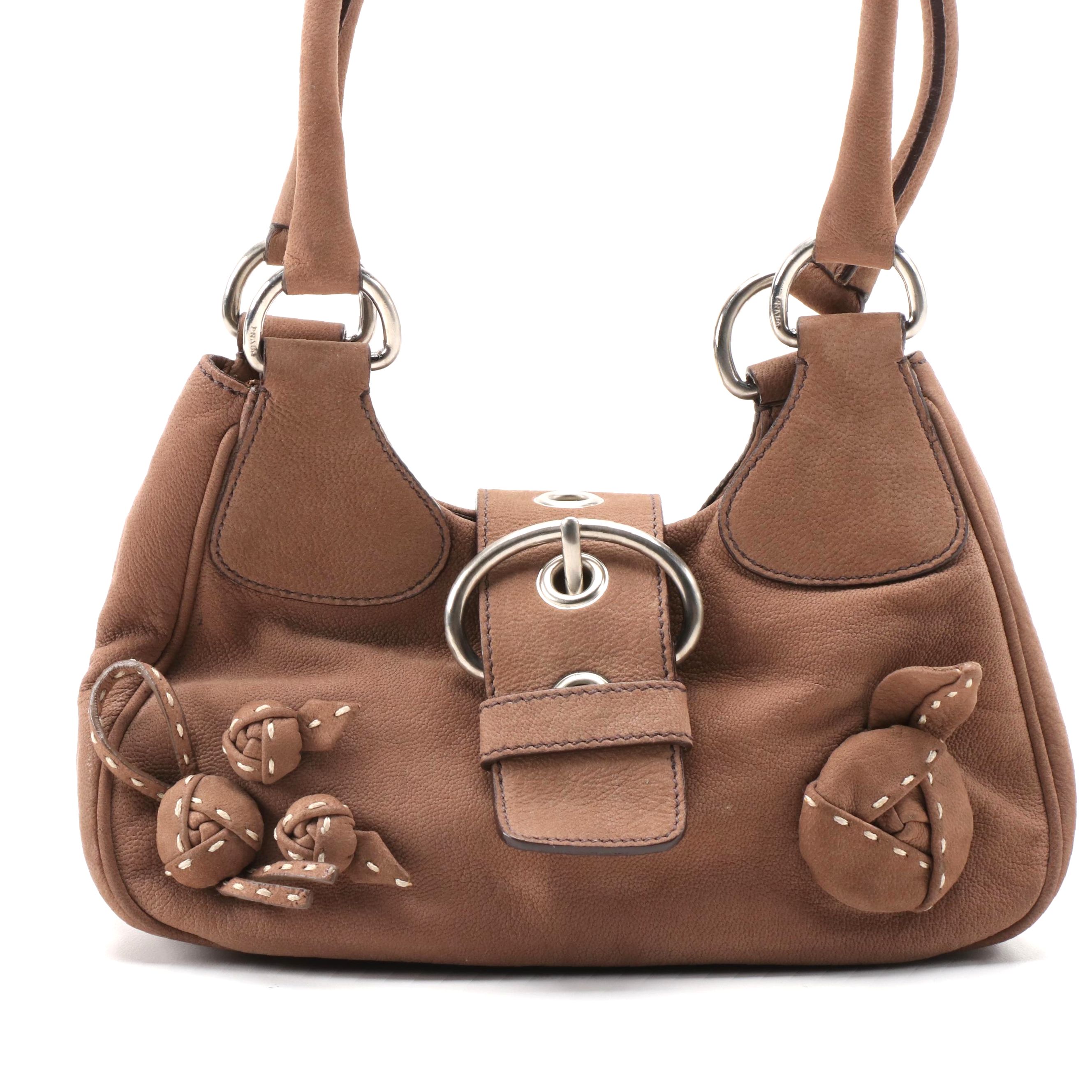 Prada Semitracolla Moon Rose Bag in Castoro Leather