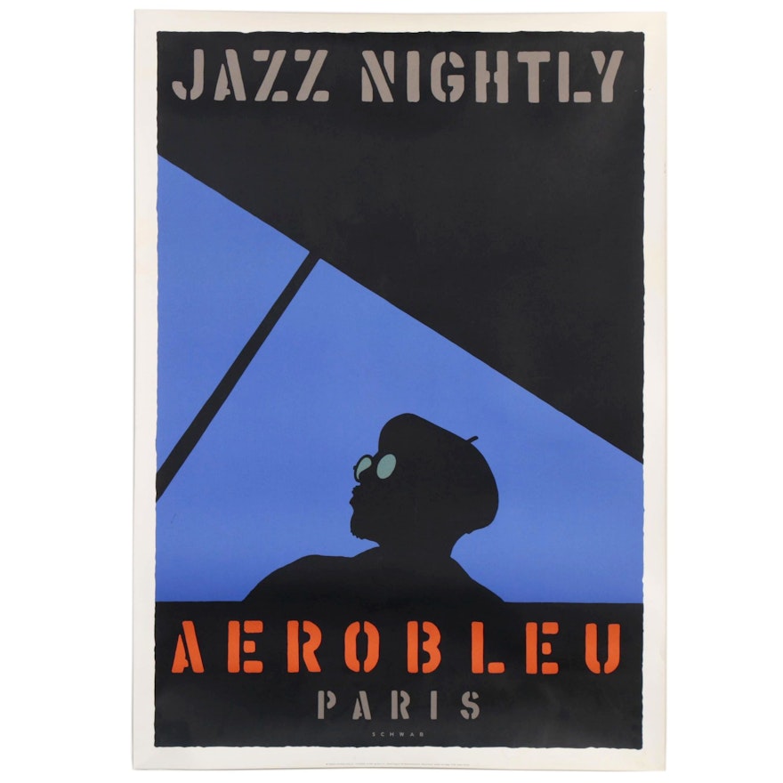 Serigraph Jazz Poster after Michael Schwab "Aerobleu," 1999