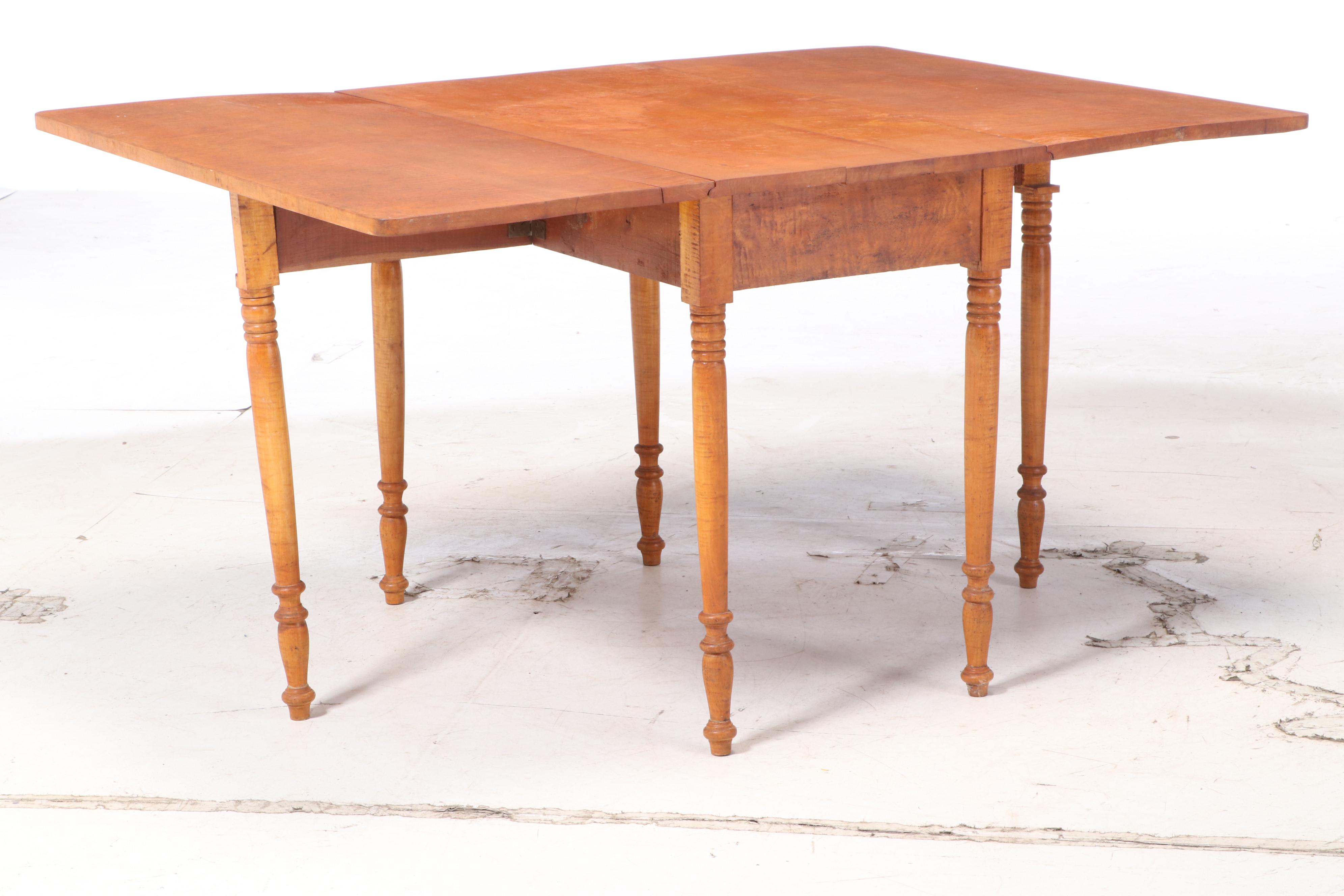 American Primitive Tiger Maple Drop-Leaf Table