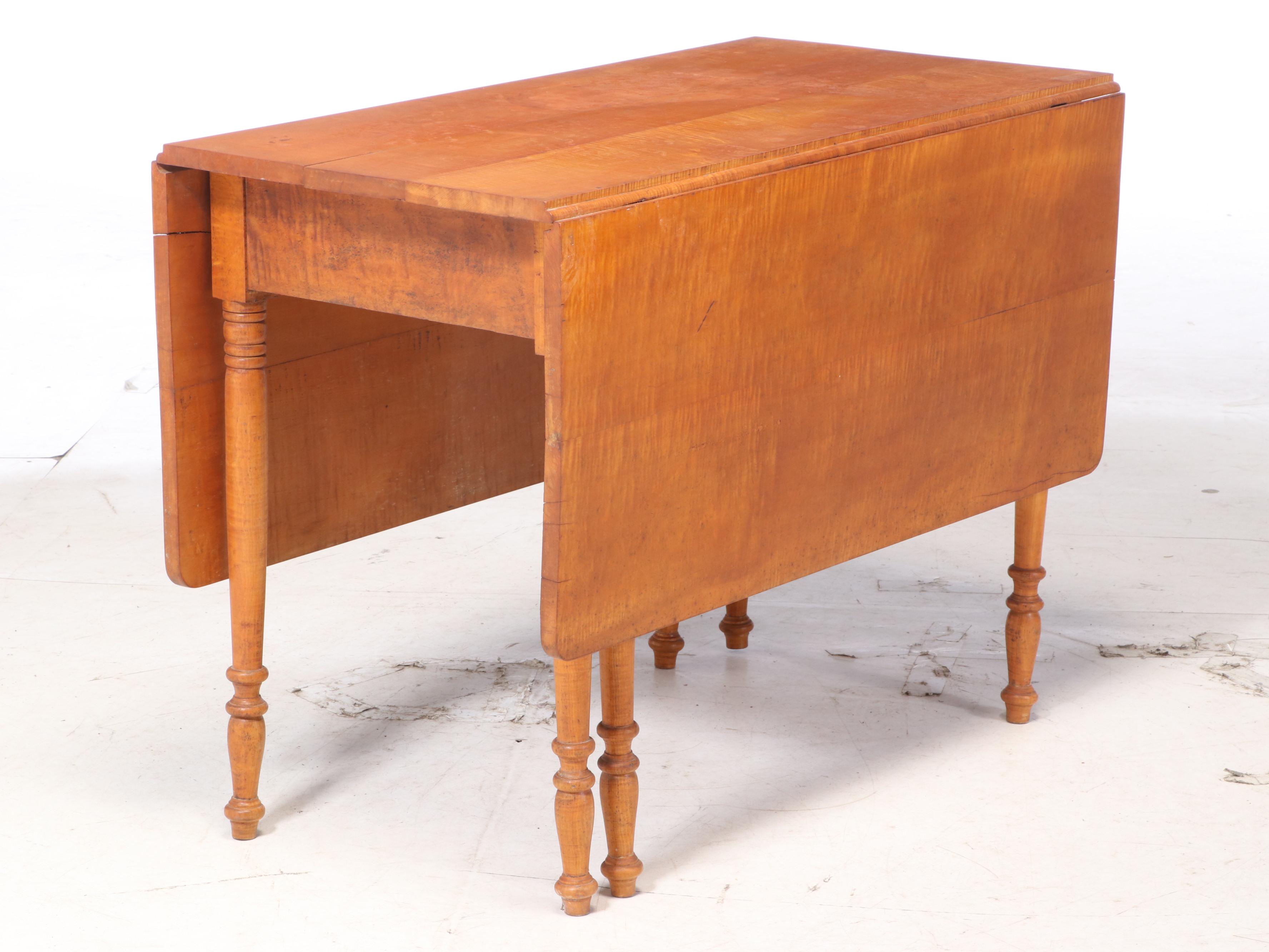 American Primitive Tiger Maple Drop-Leaf Table