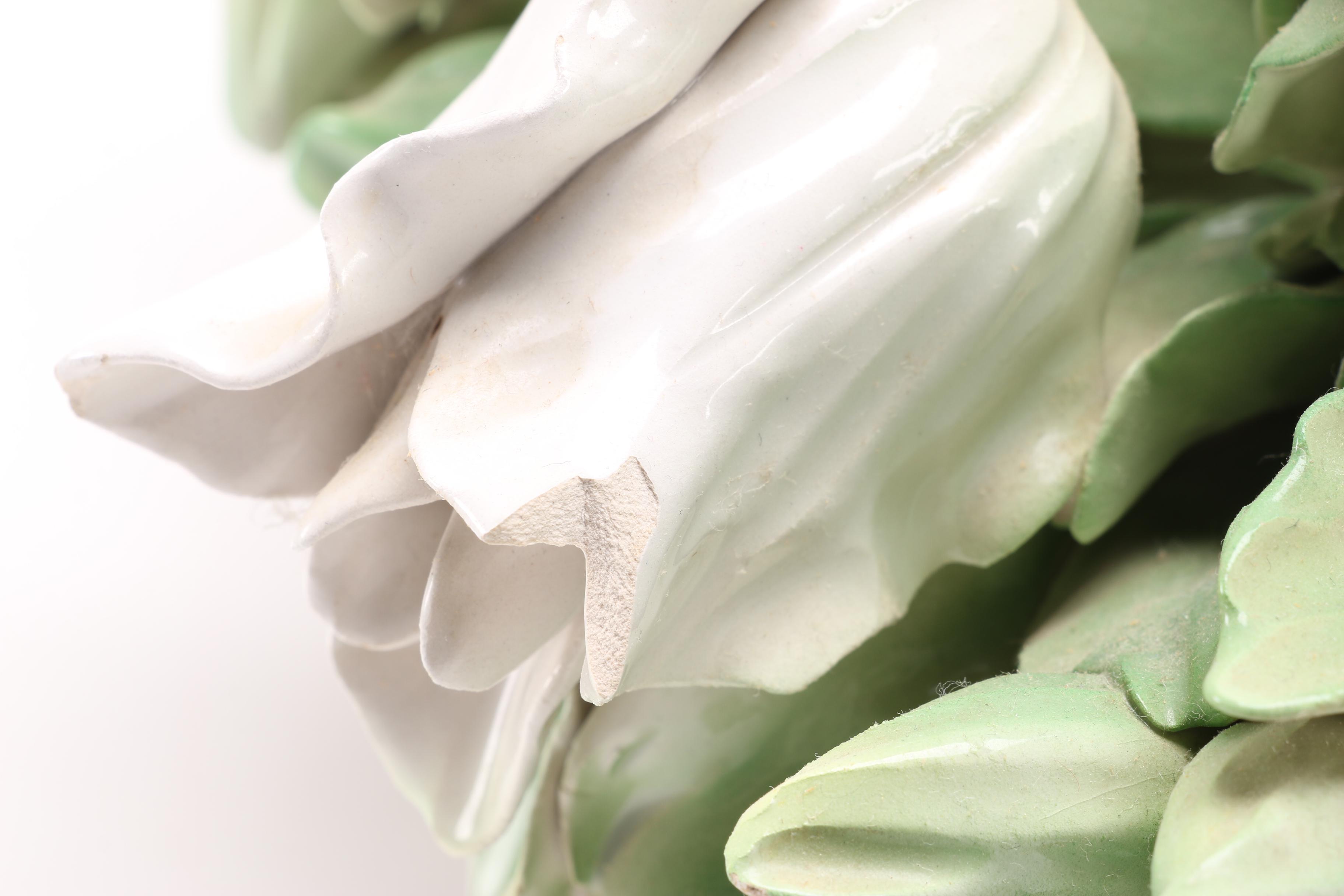 Italian Capodimonte Style Porcelain White Tulip Arrangement, Mid to Late 20th C.