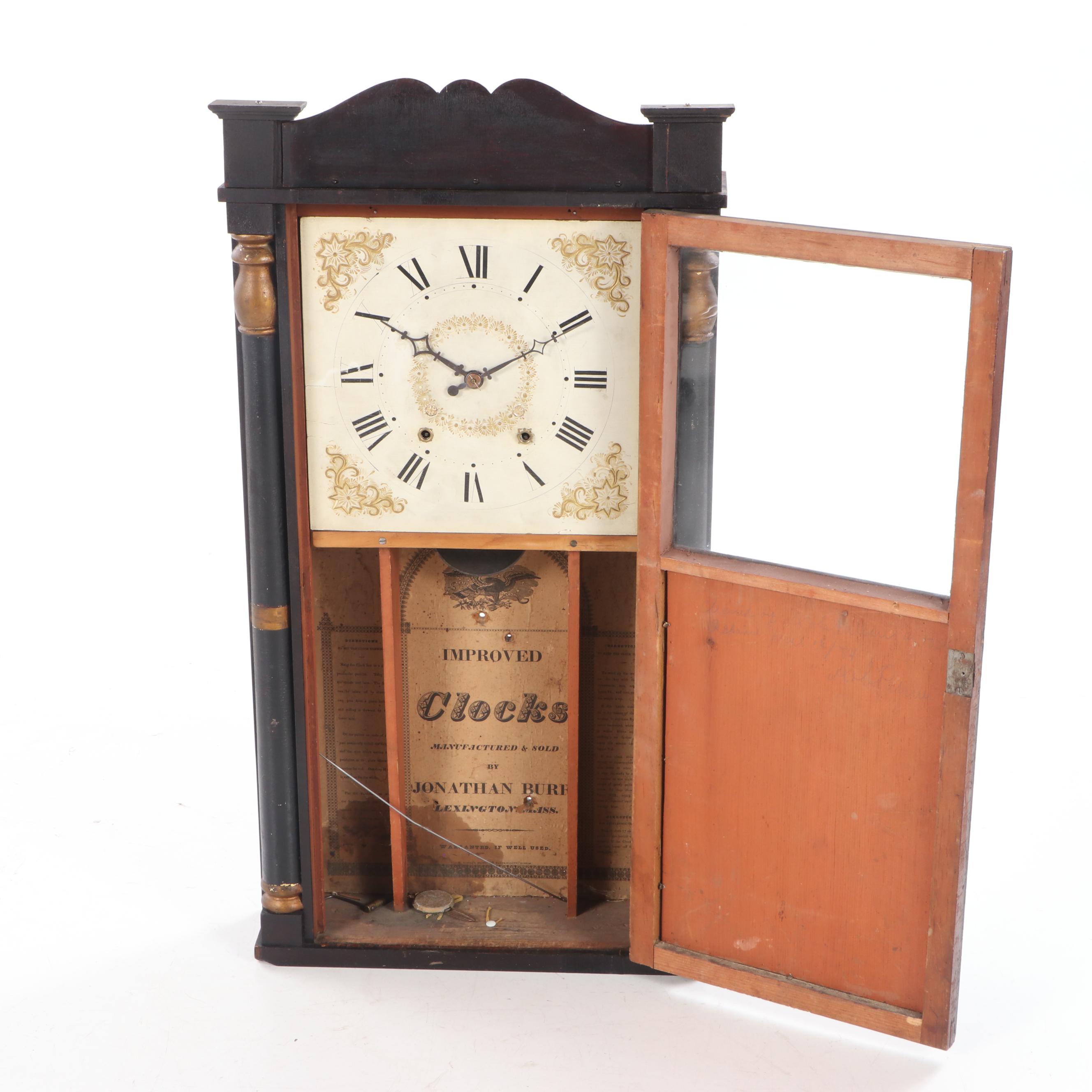 Jonathan Burr and Elisha Hotchkiss Columned Shelf Clocks, Late 19th Century