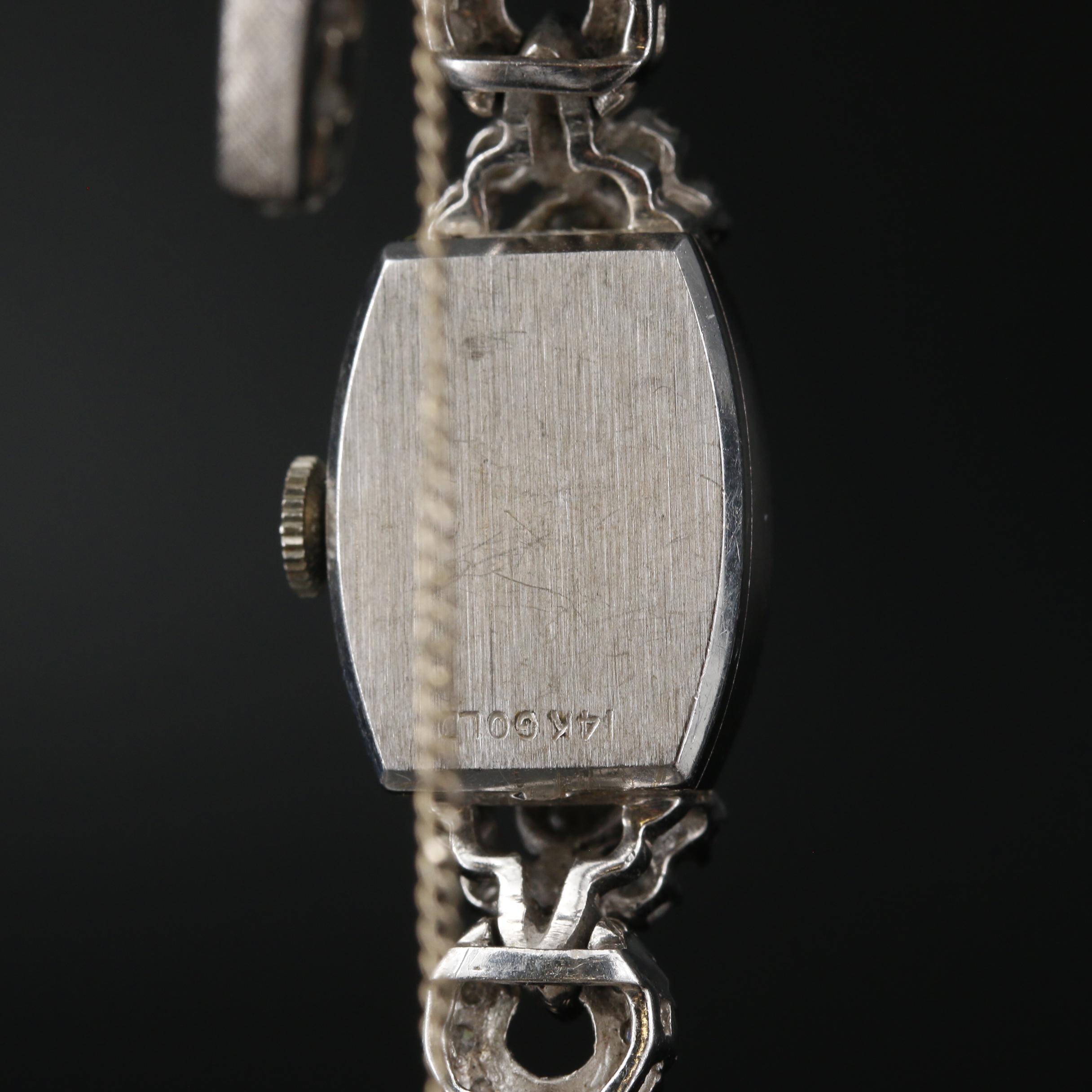 14K Gold Hamilton 1.00 CTW Diamond Stem Wind Watch