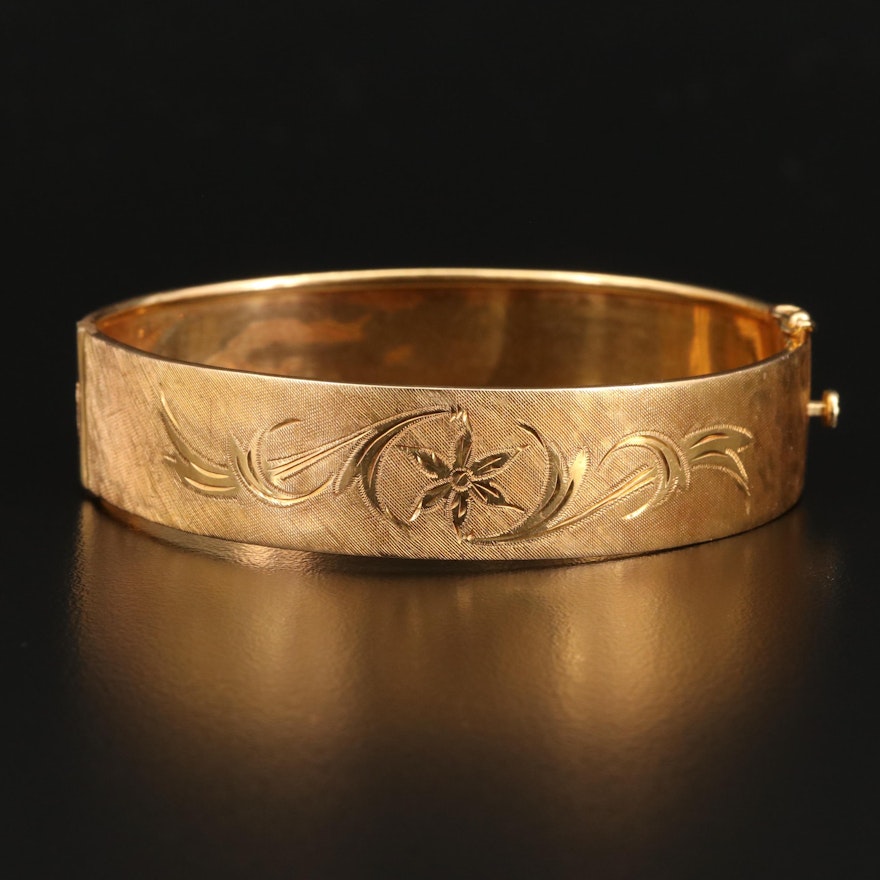 18K Floral Bangle