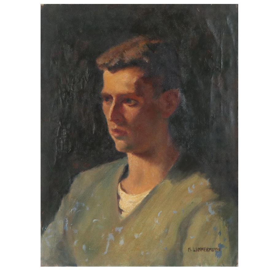 Michael Lemmermeyer Oil Portrait, Mid 20th Century
