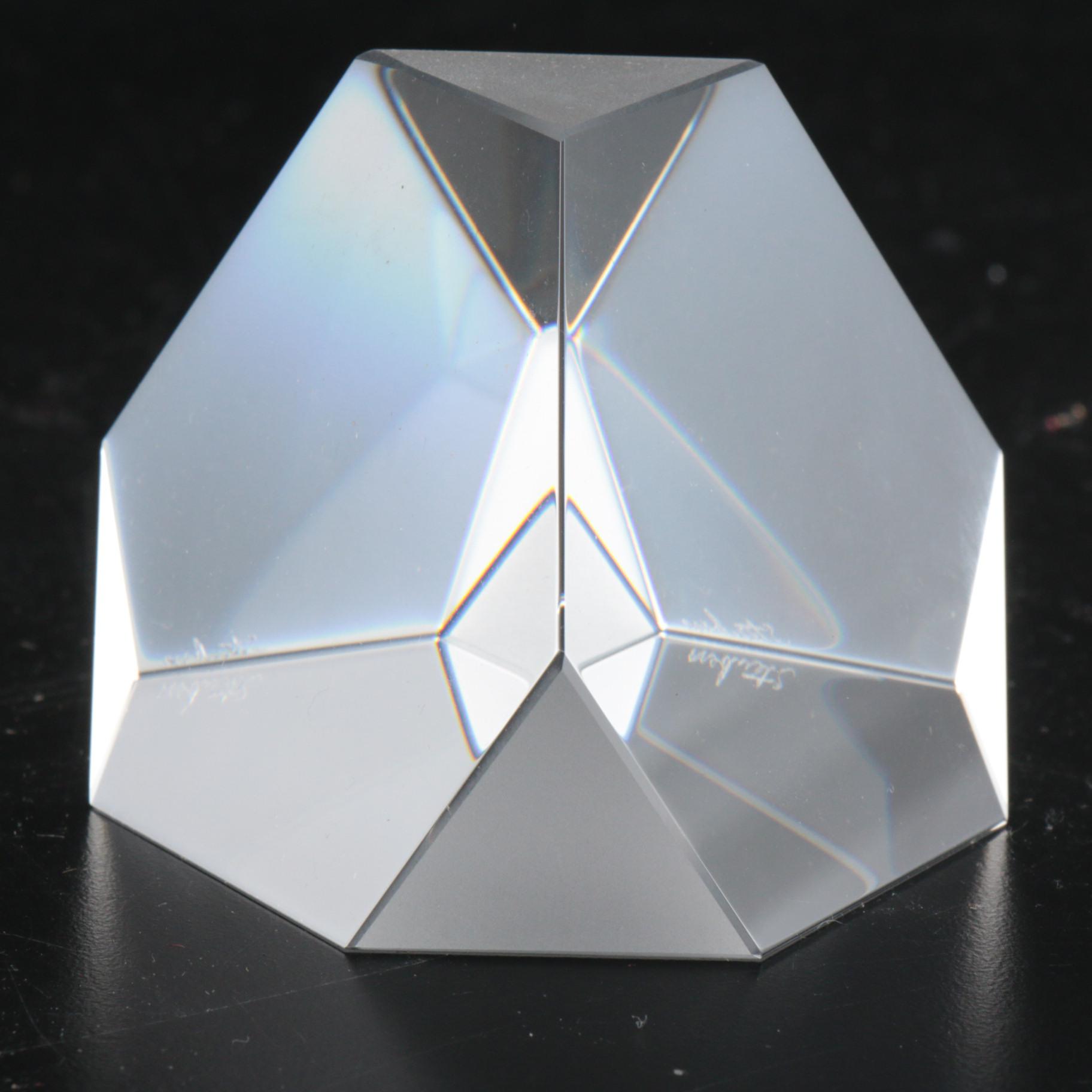 Steuben Crystal Geometric "Octron Prism" Paperweight, Signed