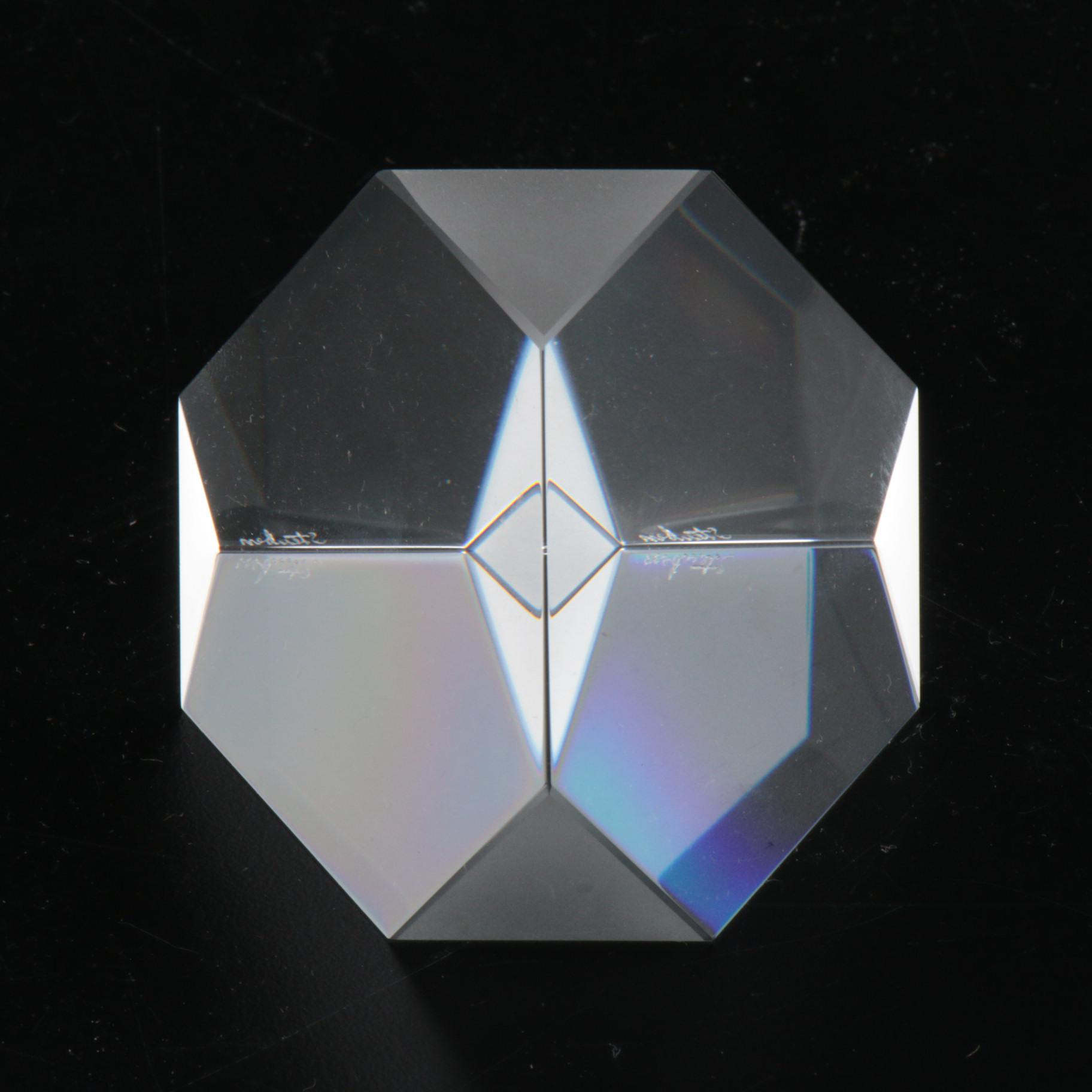 Steuben Crystal Geometric "Octron Prism" Paperweight, Signed