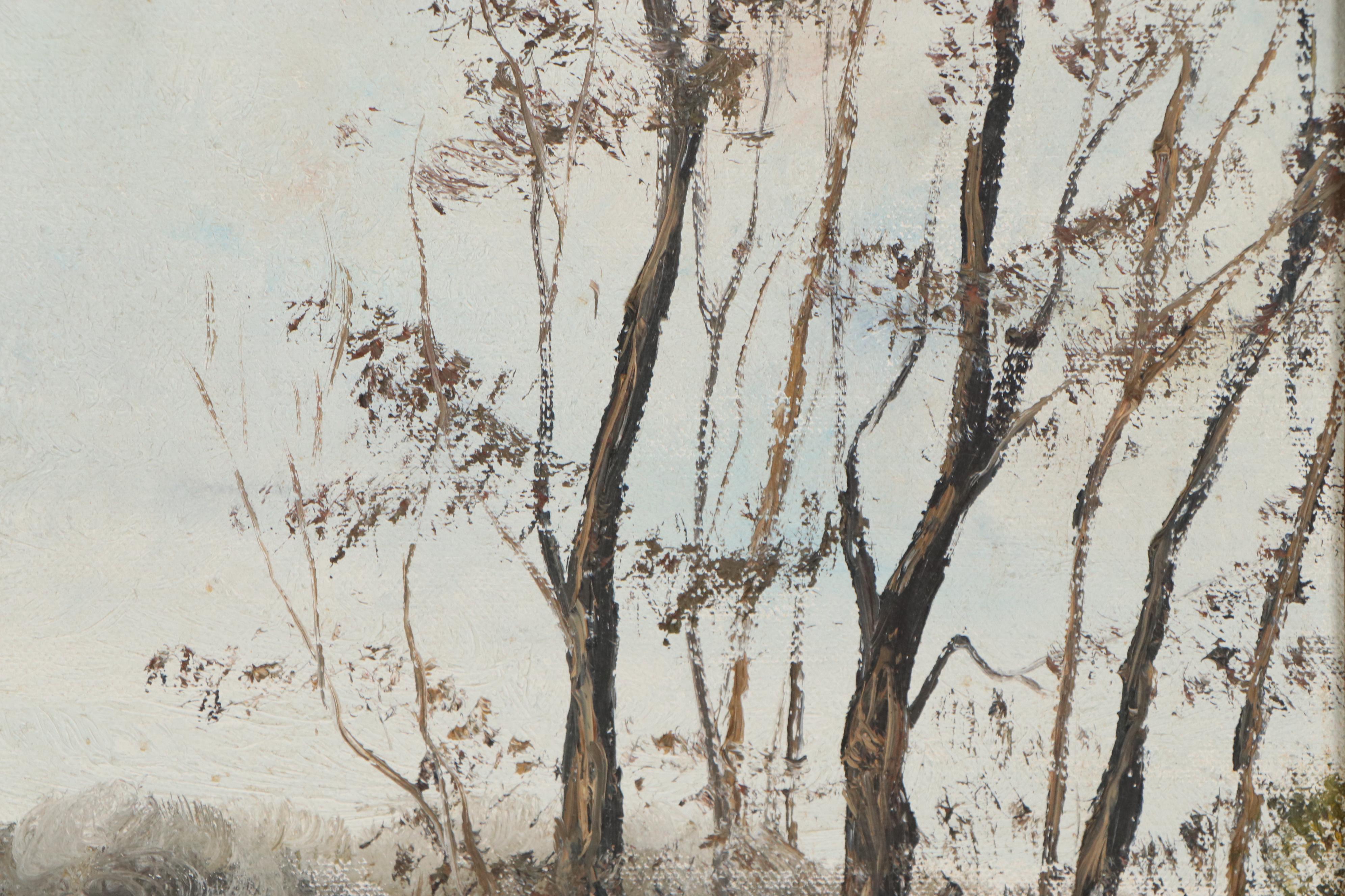 Evelyn Levy Shaw Lakeside Landscape Oil Painting, Late 20th Century