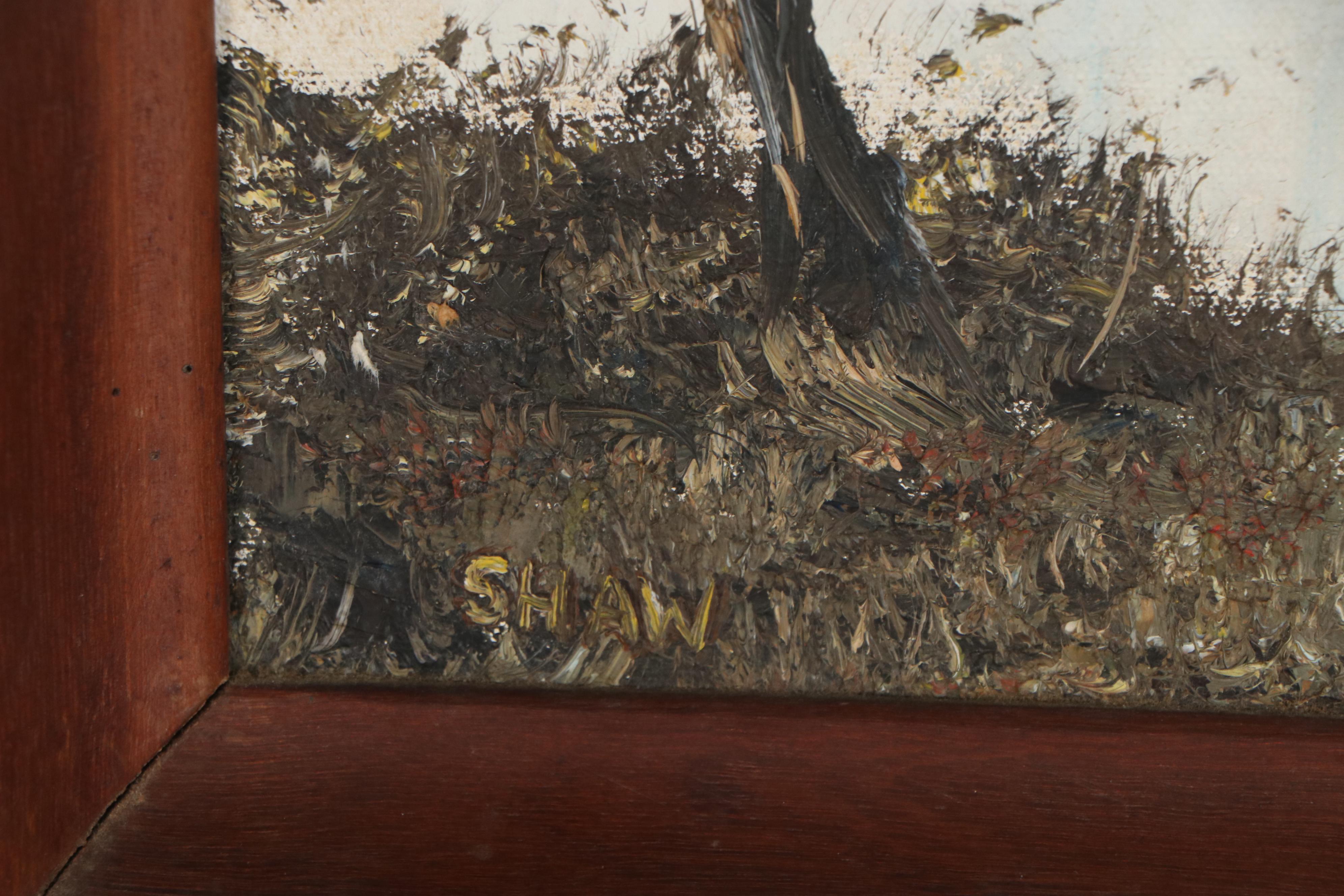 Evelyn Levy Shaw Lakeside Landscape Oil Painting, Late 20th Century