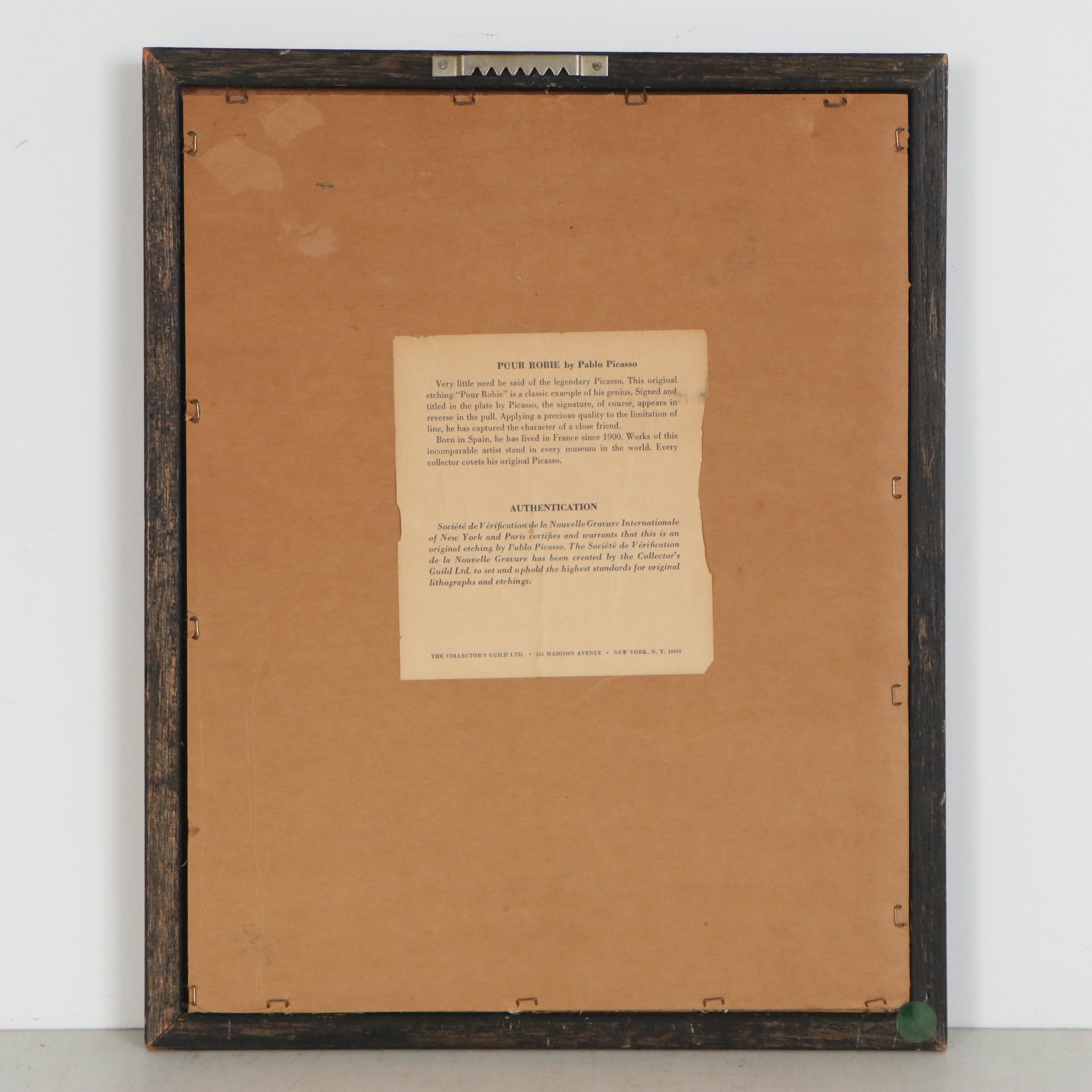 Pablo Picasso Restrike Etching "L'Age de Soleil"