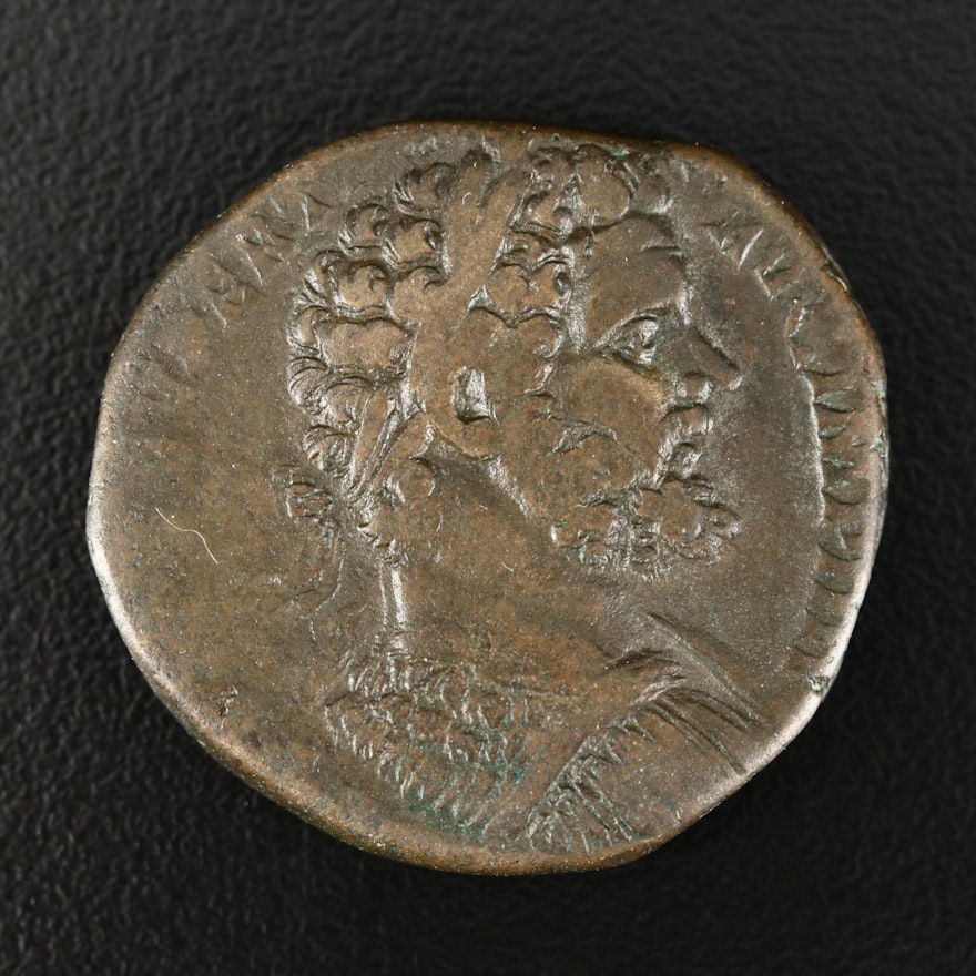 Ancient Roman Imperial AE Sestertius Coin of Septimius Severus, ca. 194 A.D.