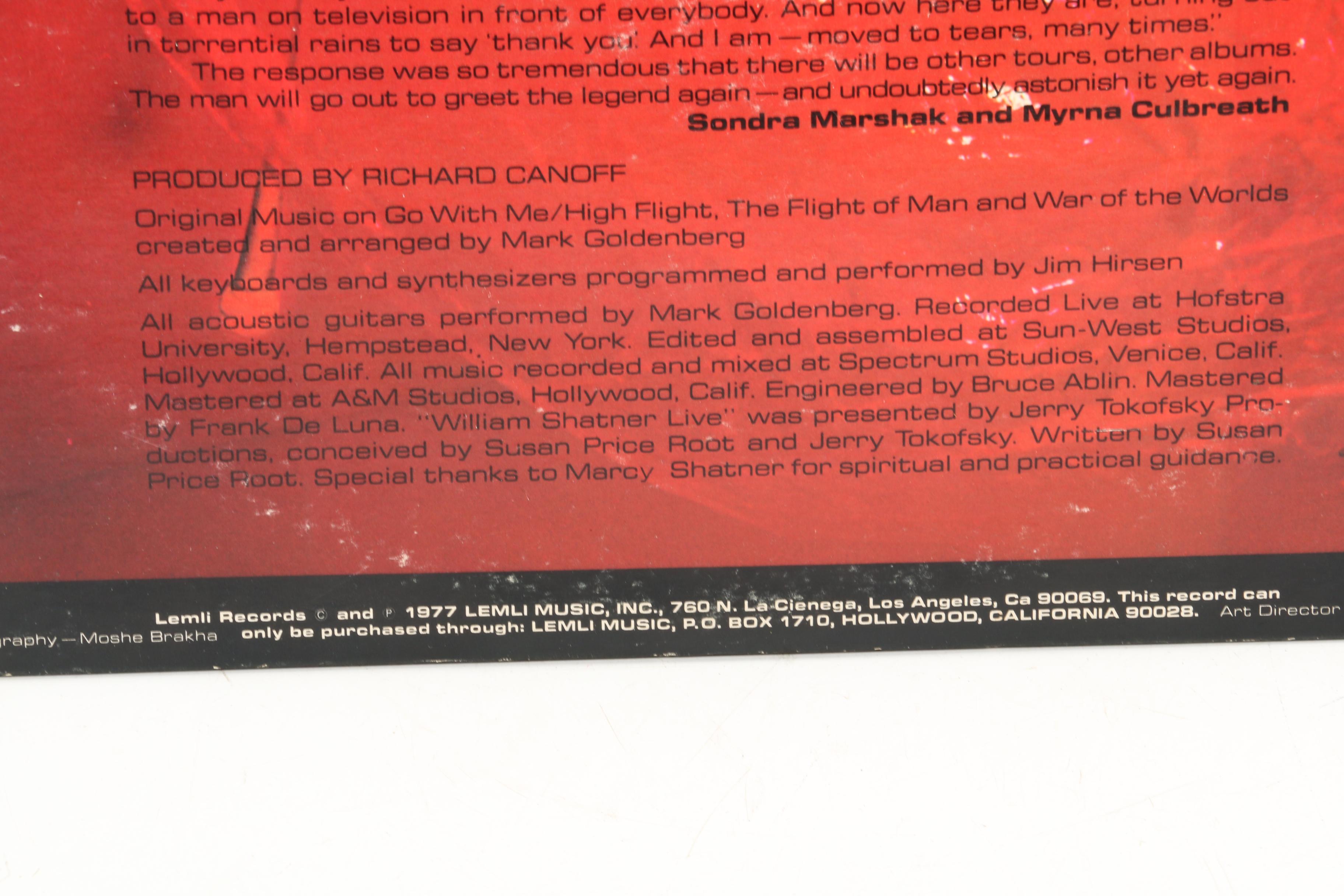 Signed William Shatner "Live" Album, 1977