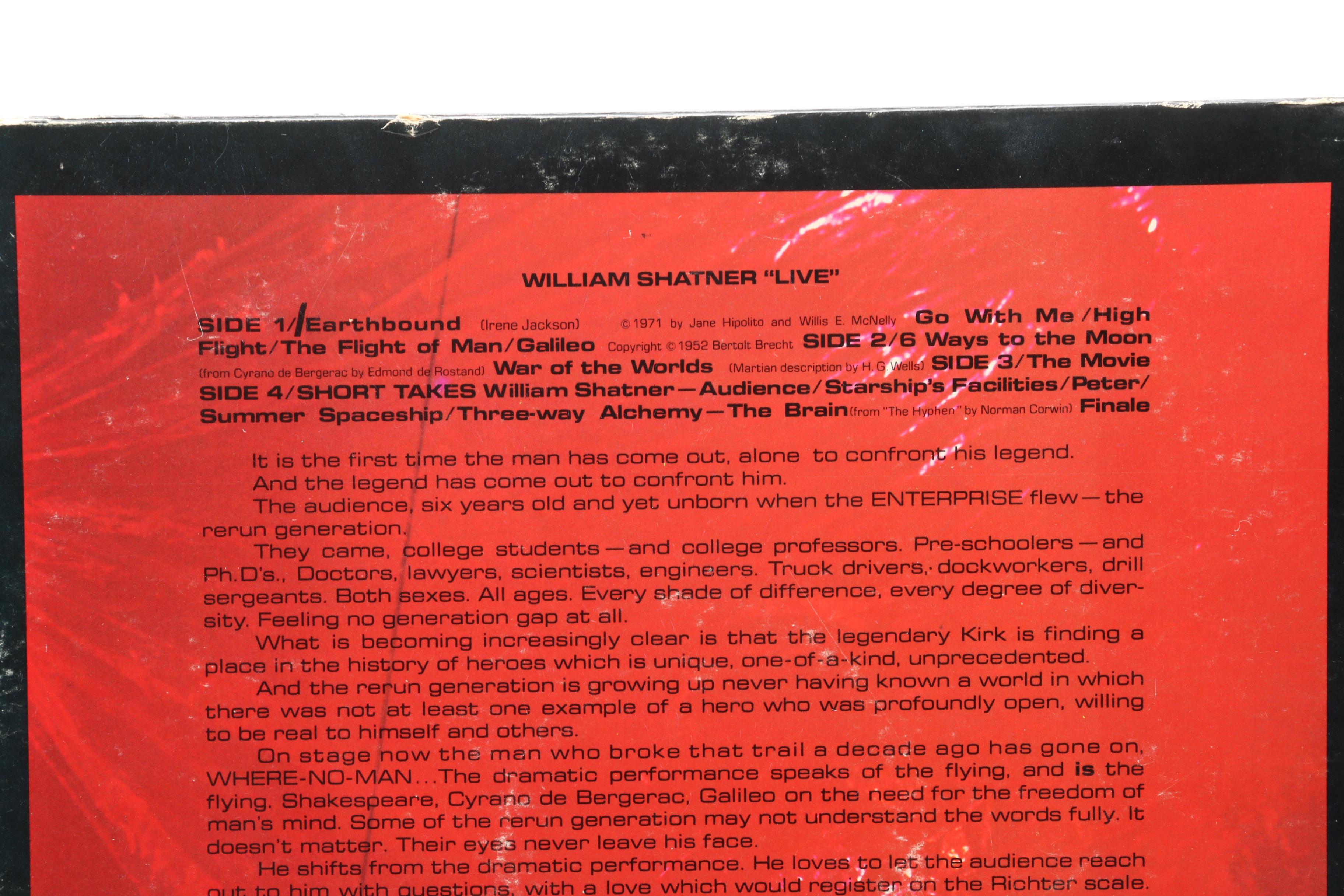 Signed William Shatner "Live" Album, 1977