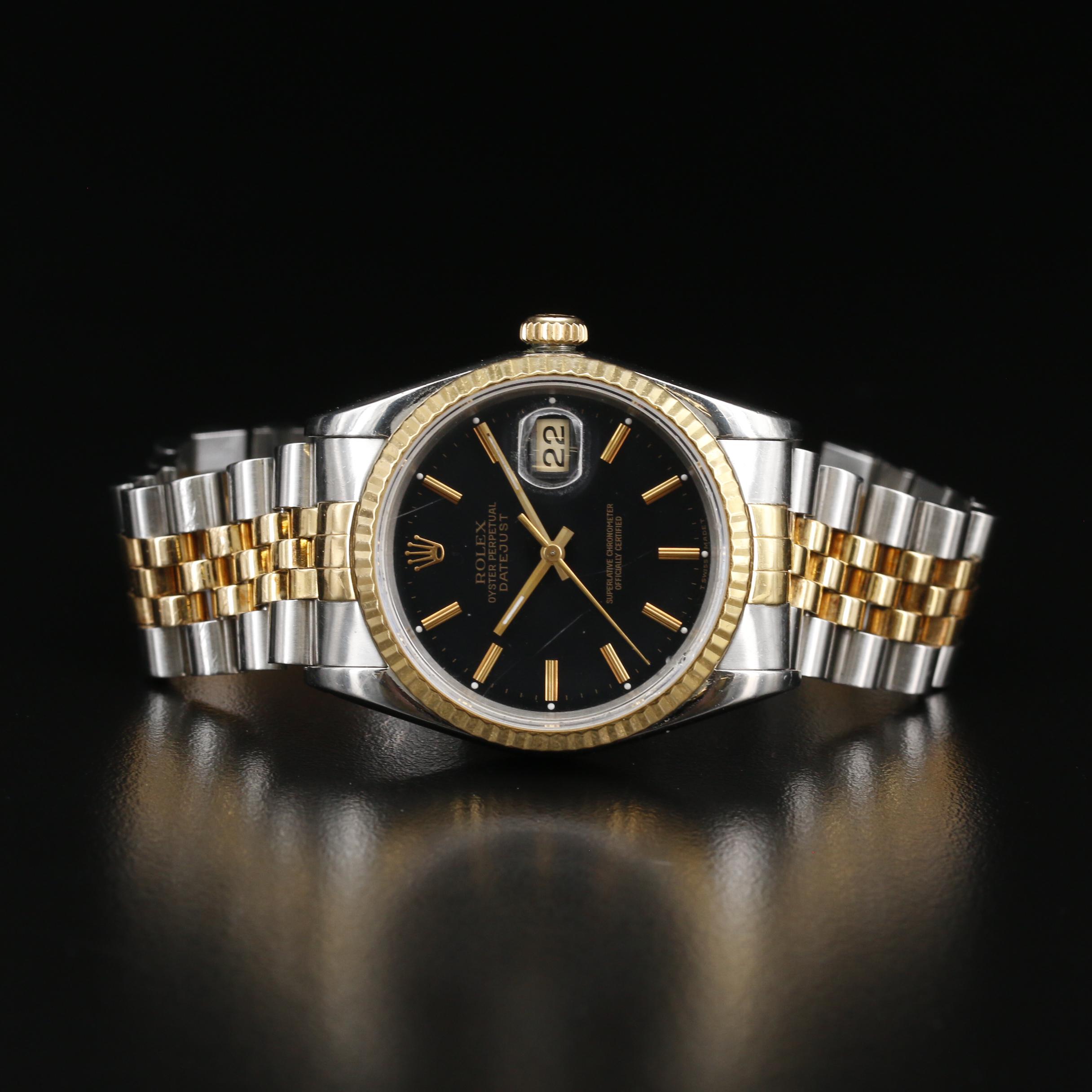 1991 Rolex Datejust Two Tone 18K Gold and Stainless Steel Automatic Watch