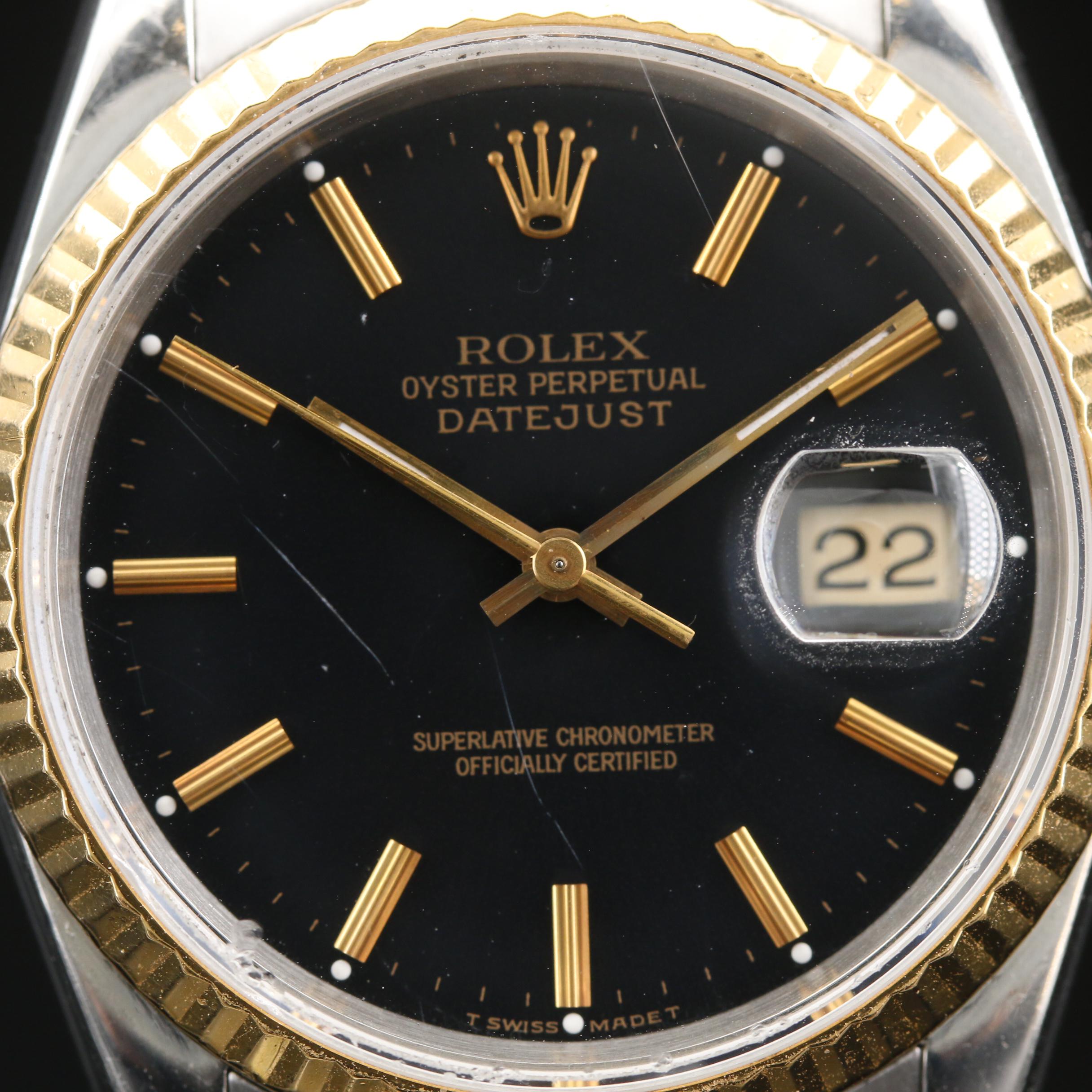 1991 Rolex Datejust Two Tone 18K Gold and Stainless Steel Automatic Watch