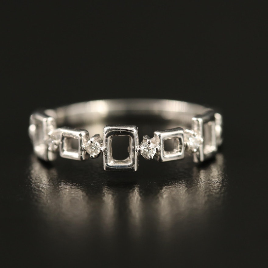 14K Diamond Geometric Band