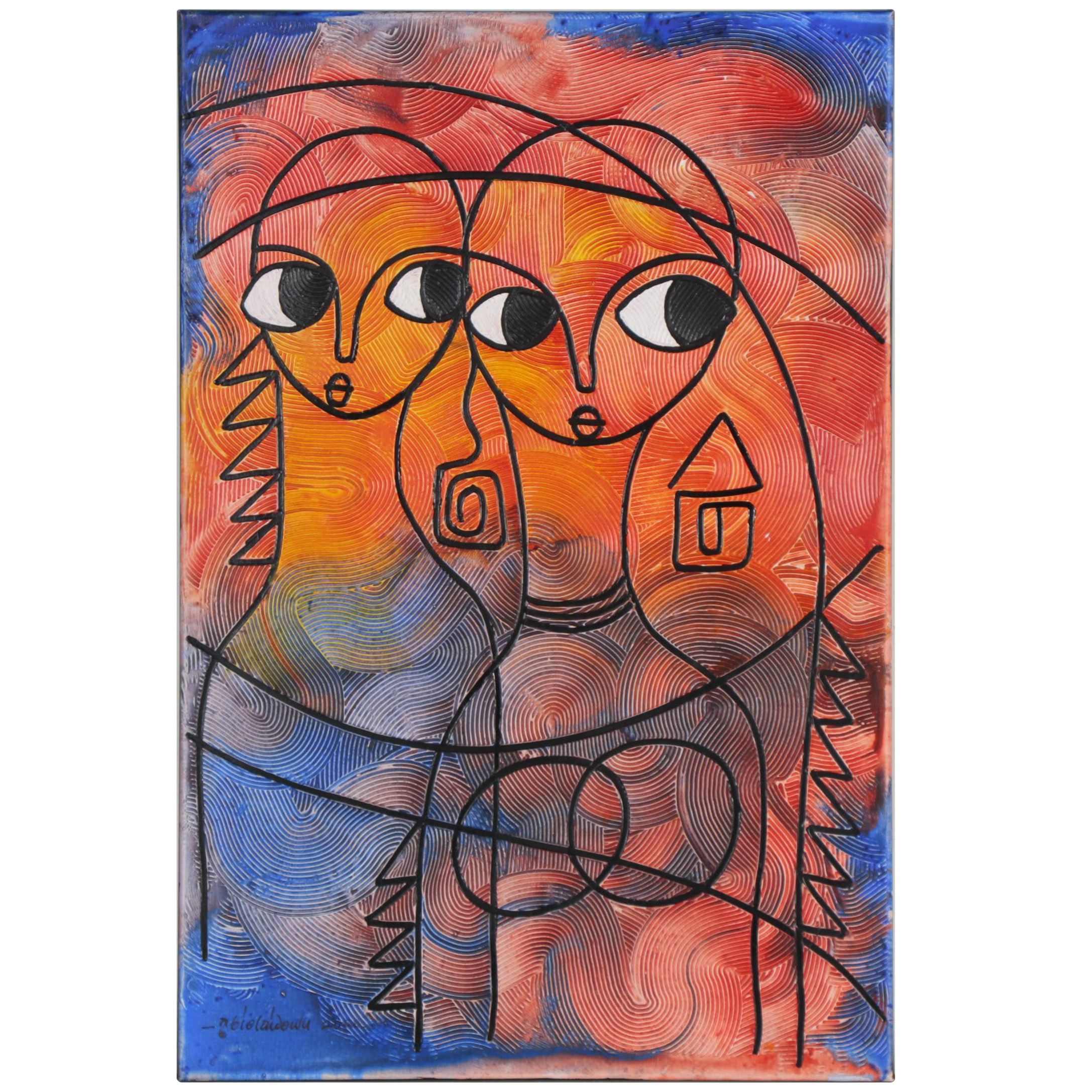 Abiola Idowu Mixed Media Painting "We Shall Win Together," 2020