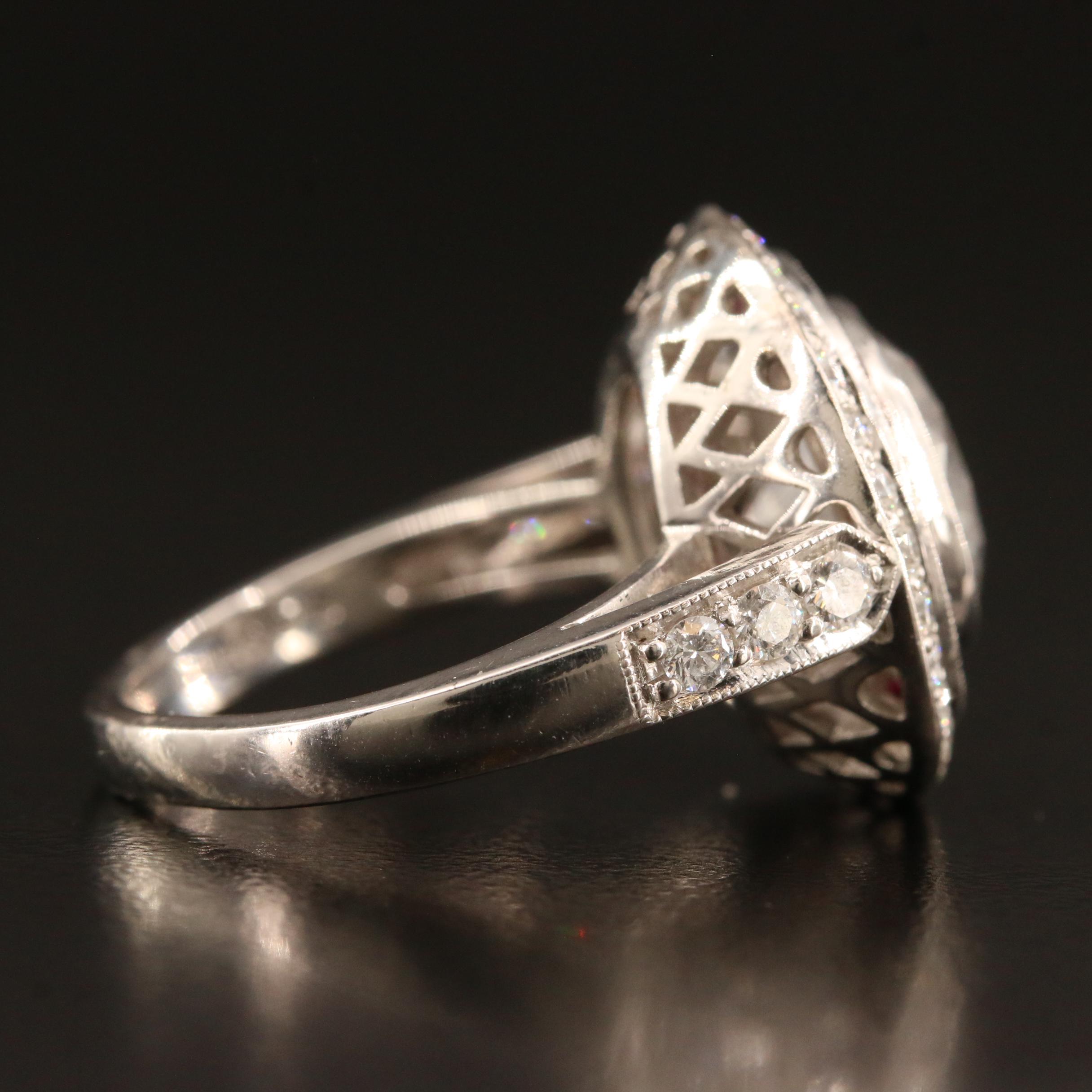 Sophia D Platinum 4.77 CTW Diamond and Ruby Halo Ring with 3.89 Center